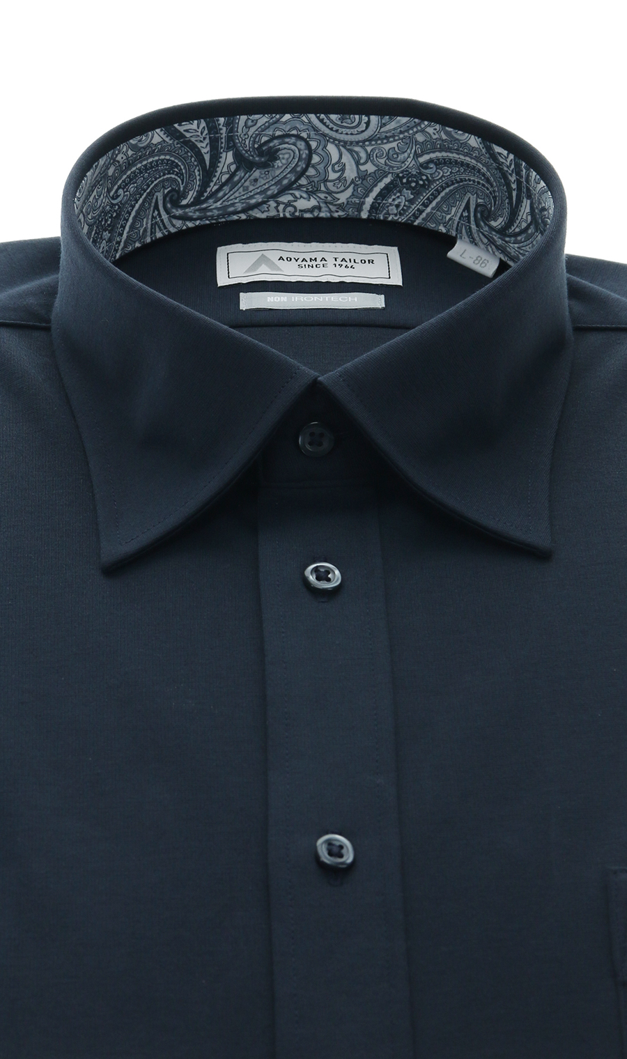 ワイドカラーワイシャツ【NON IRONTECH】【＃すごシャツ】 ネイビー 首周り:37cm,裄丈:78cm
