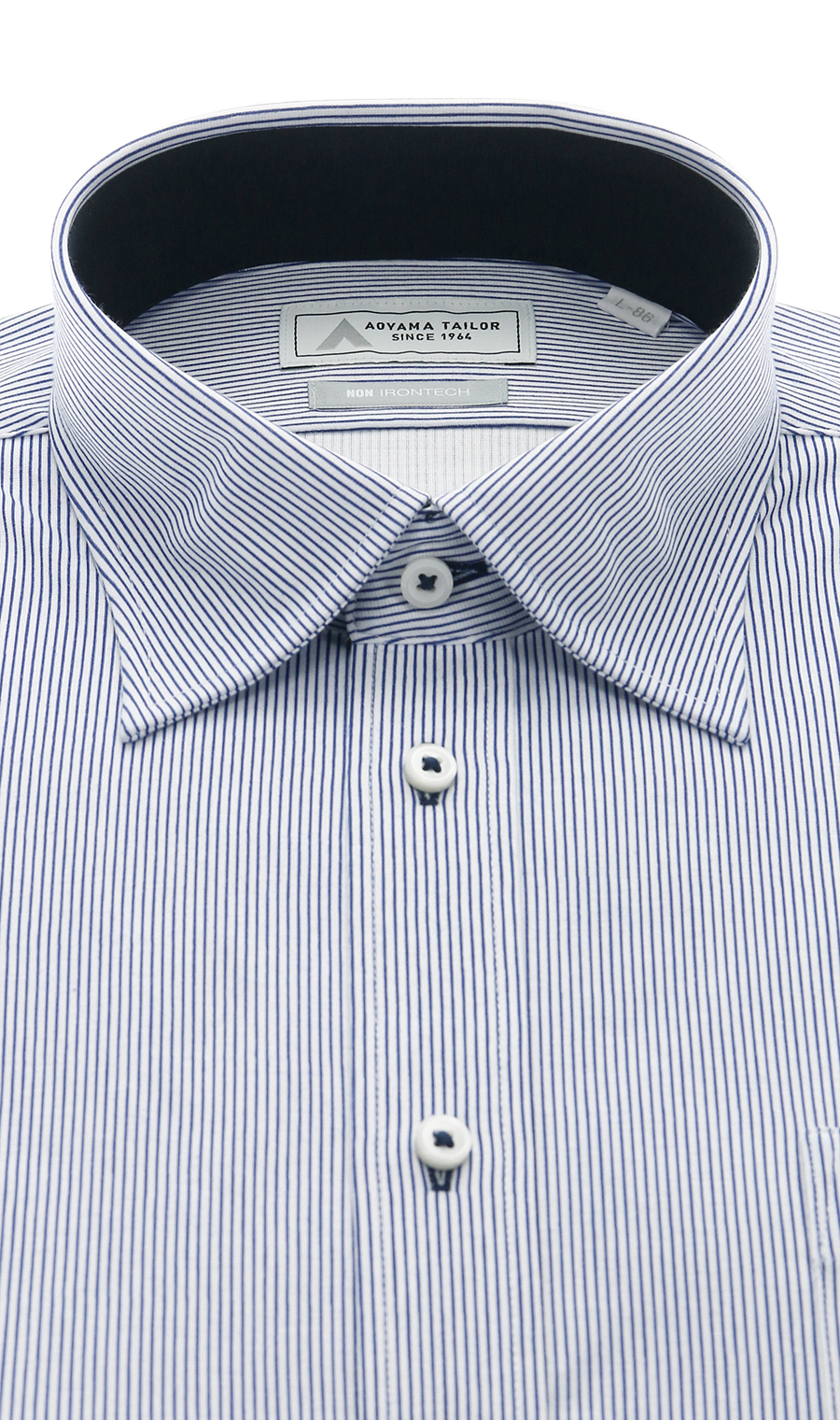 ワイドカラーワイシャツ【NON IRONTECH】【＃すごシャツ】 ネイビー 首周り:37cm,裄丈:78cm