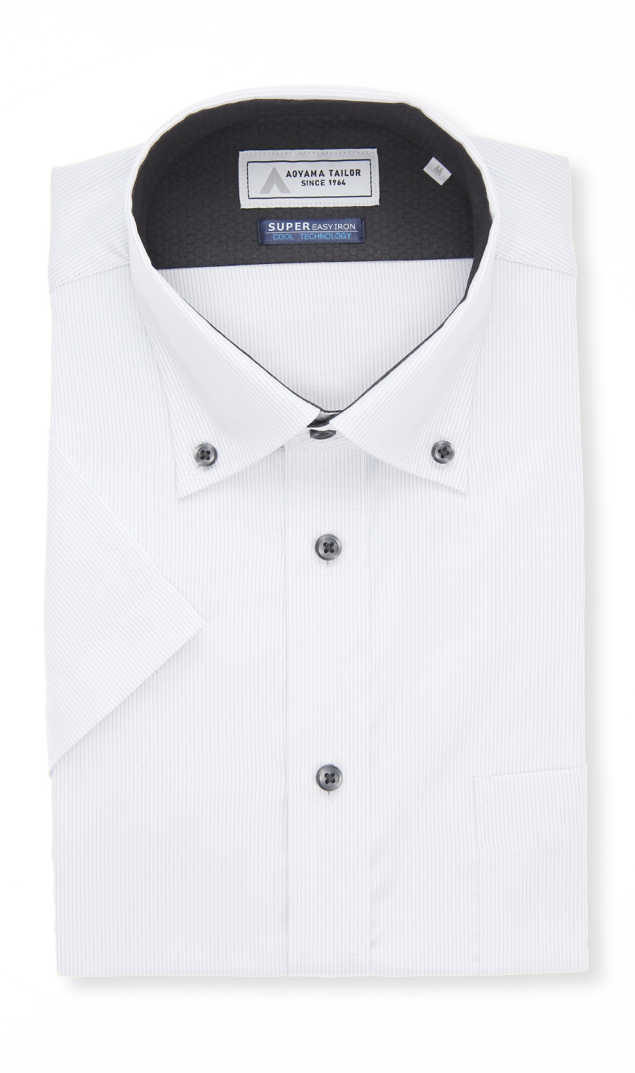 ボタンダウンワイシャツ【半袖】【Technical Cotton】【COOL TECHNOLOGY】 グレー系 首周り:37cm,裄丈:00