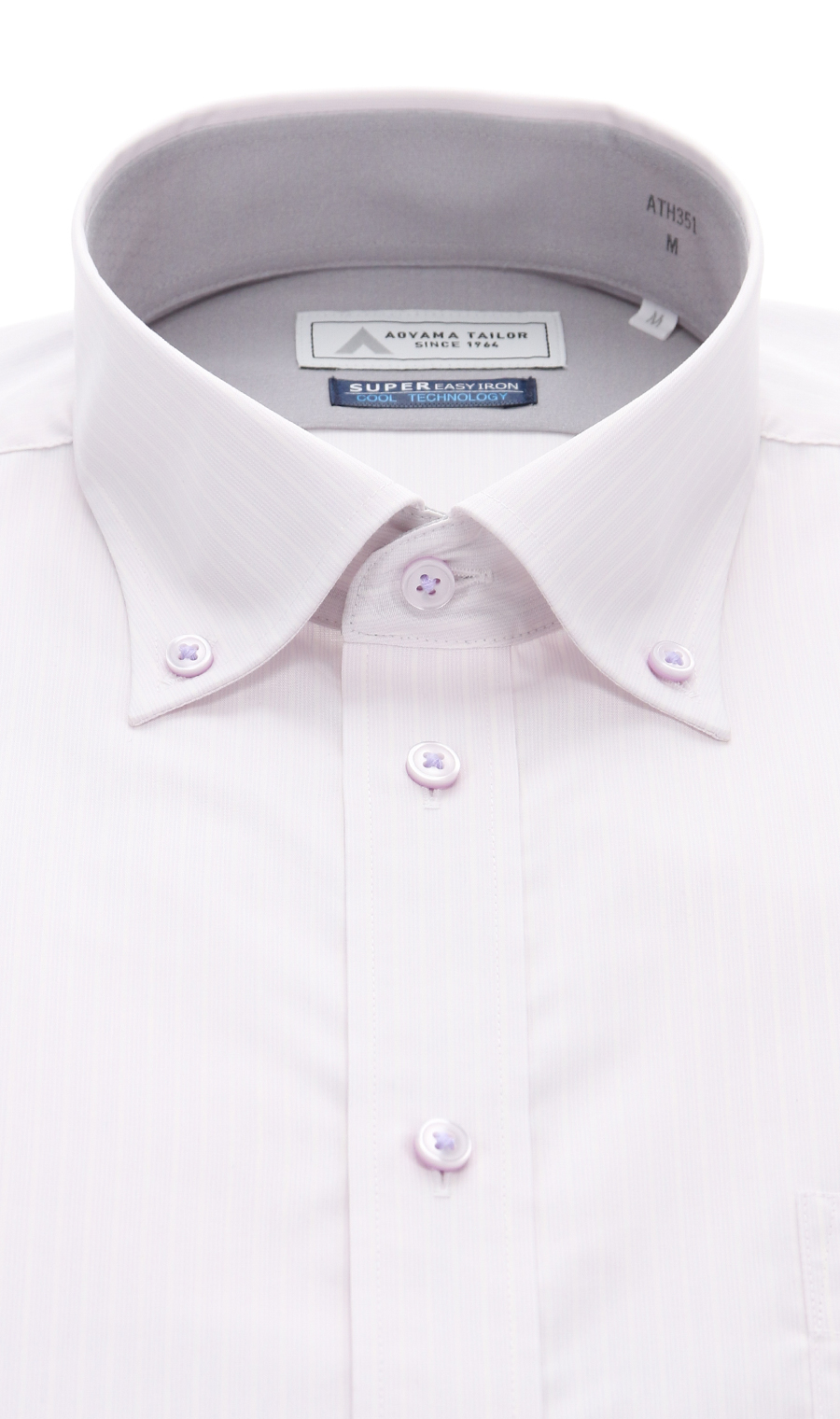ボタンダウンワイシャツ【半袖】【Technical Cotton】【COOL TECHNOLOGY】 パープル系 首周り:37cm,裄丈:00