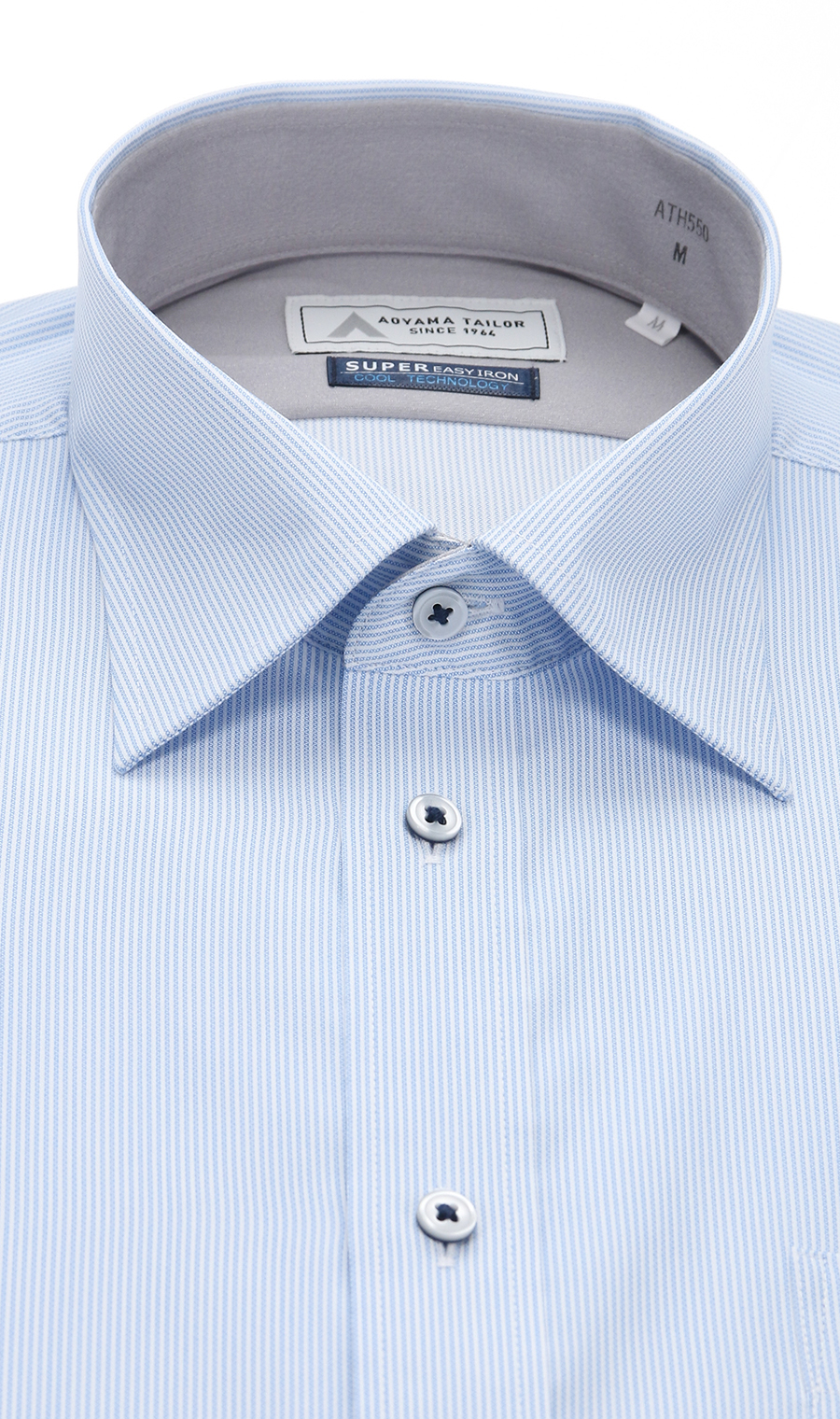ワイドカラーワイシャツ【半袖】【Technical Cotton】【COOL TECHNOLOGY】 ブルー系 首周り:39cm,裄丈:00