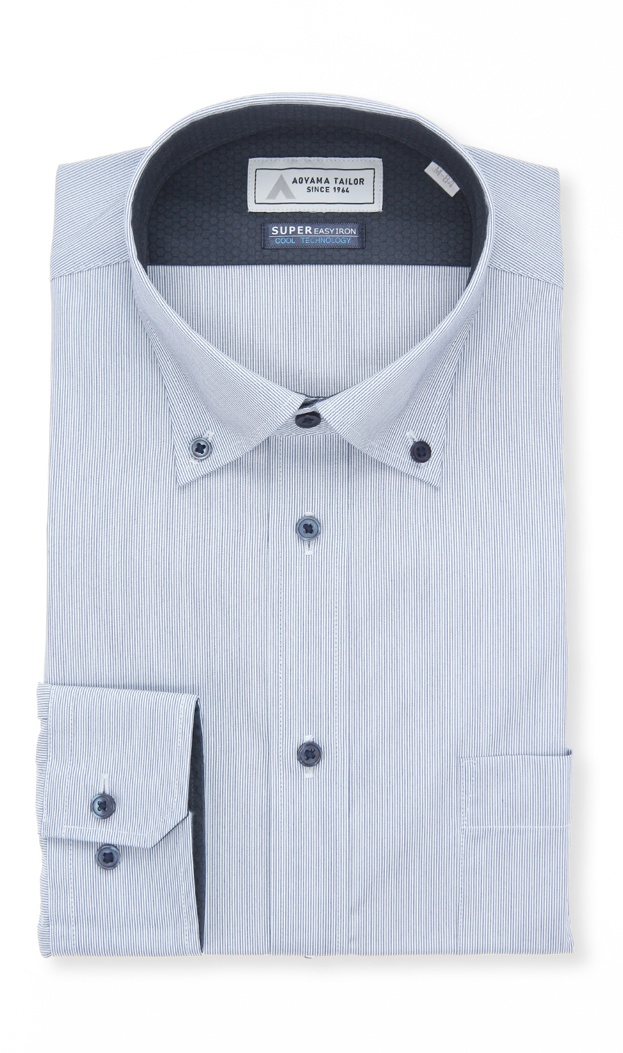 ボタンダウンワイシャツ【Technical Cotton】【COOL TECHNOLOGY】 ブルー系 首周り:41cm,裄丈:86cm