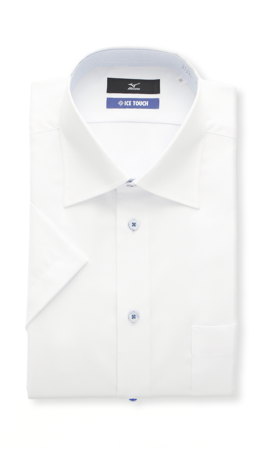 ワイドカラーワイシャツ【半袖】【キング】【ICE TOUCH】【Dynamotion Fit】 ホワイト 首周り:45cm,裄丈:00