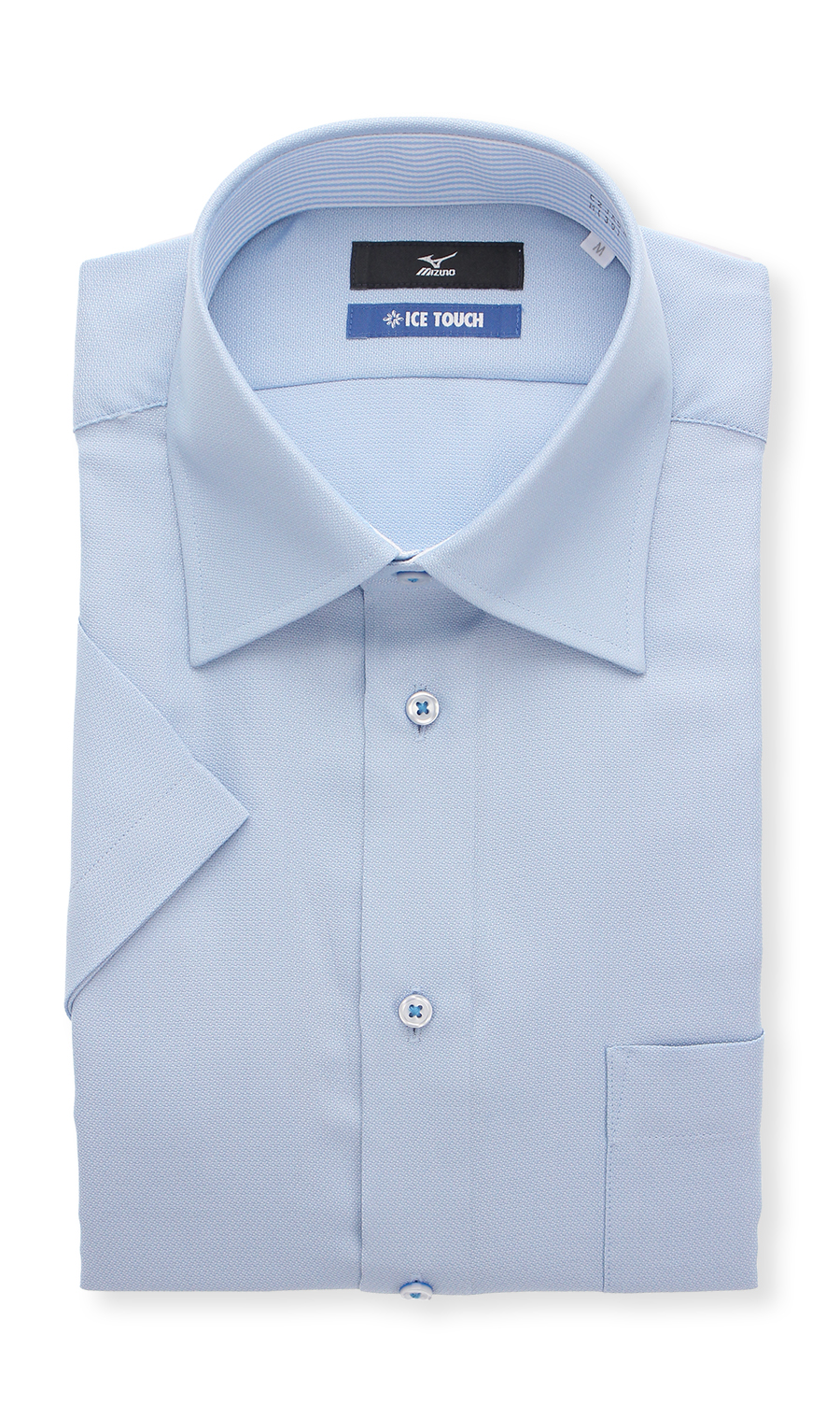 ワイドカラーワイシャツ【半袖】【キング】【ICE TOUCH】【Dynamotion Fit】 ブルー 首周り:45cm,裄丈:00