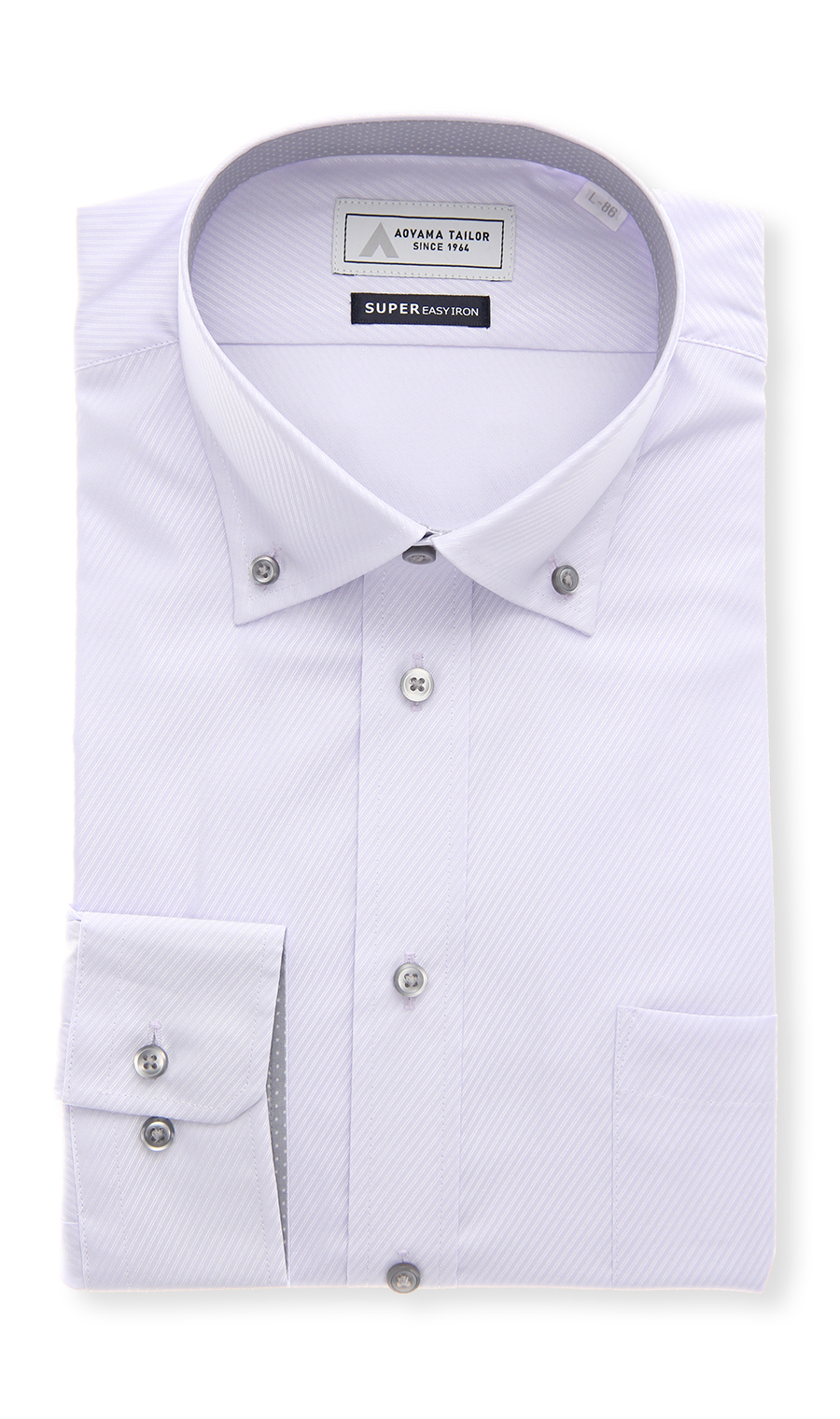 ボタンダウンワイシャツ【OEKO-TEX】 パープル 首周り:39cm,裄丈:82cm