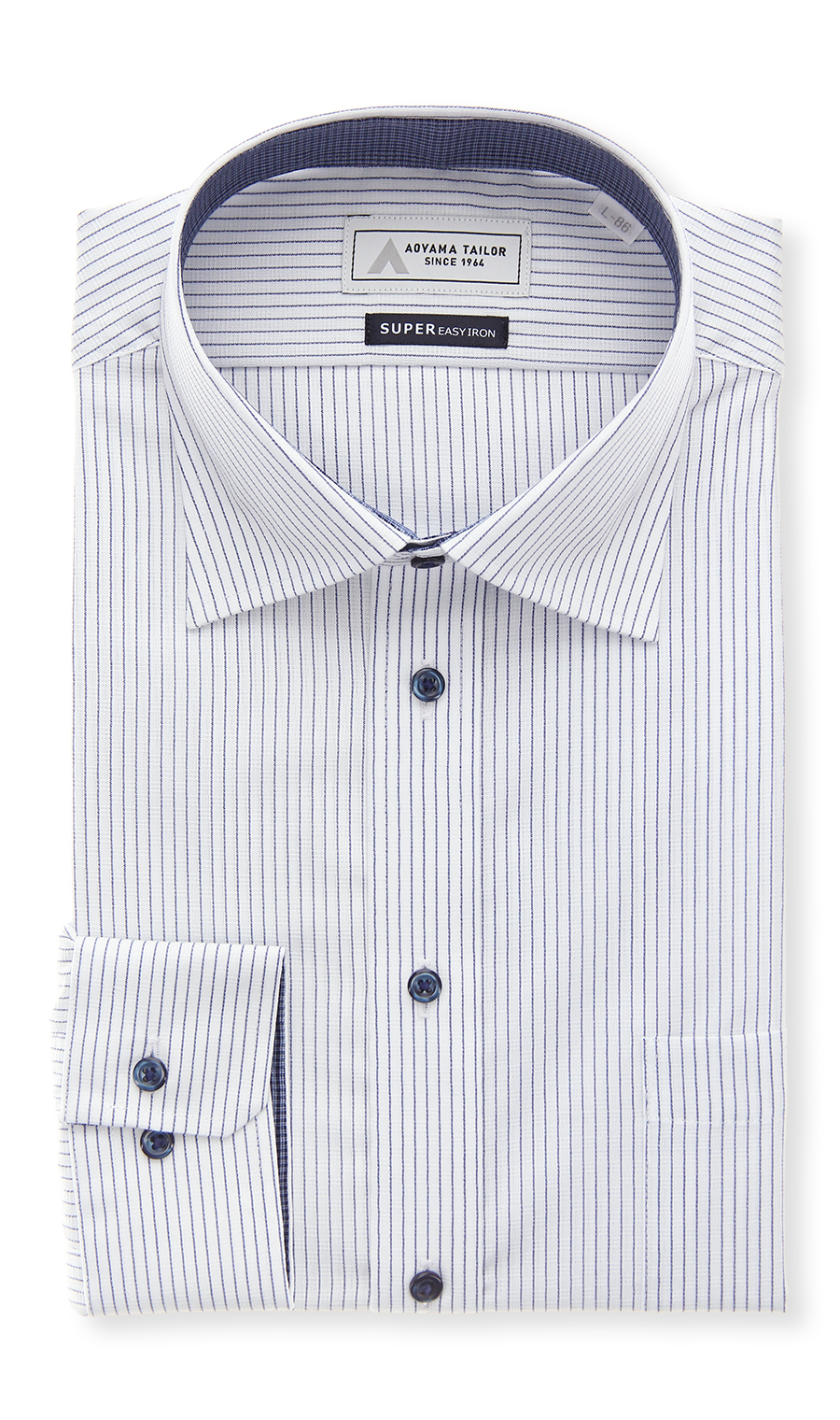 ワイドカラーワイシャツ【OEKO-TEX】 ネイビー 首周り:37cm,裄丈:78cm