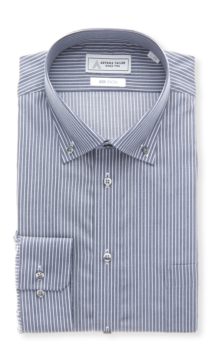 ボタンダウンワイシャツ【NON IRON】【OEKO-TEX】 ネイビー 首周り:37cm,裄丈:78cm