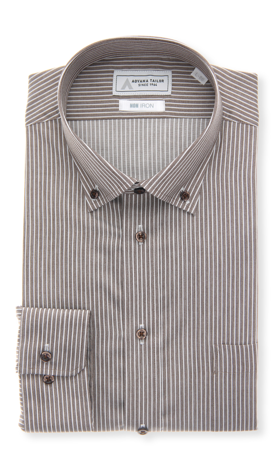 ボタンダウンワイシャツ【NON IRON】【OEKO-TEX】 ブラウン 首周り:37cm,裄丈:78cm