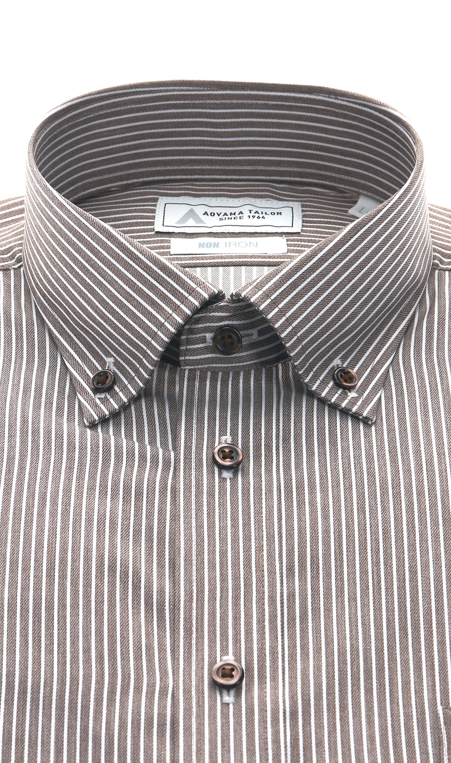 ボタンダウンワイシャツ【NON IRON】【OEKO-TEX】 ブラウン 首周り:37cm,裄丈:78cm