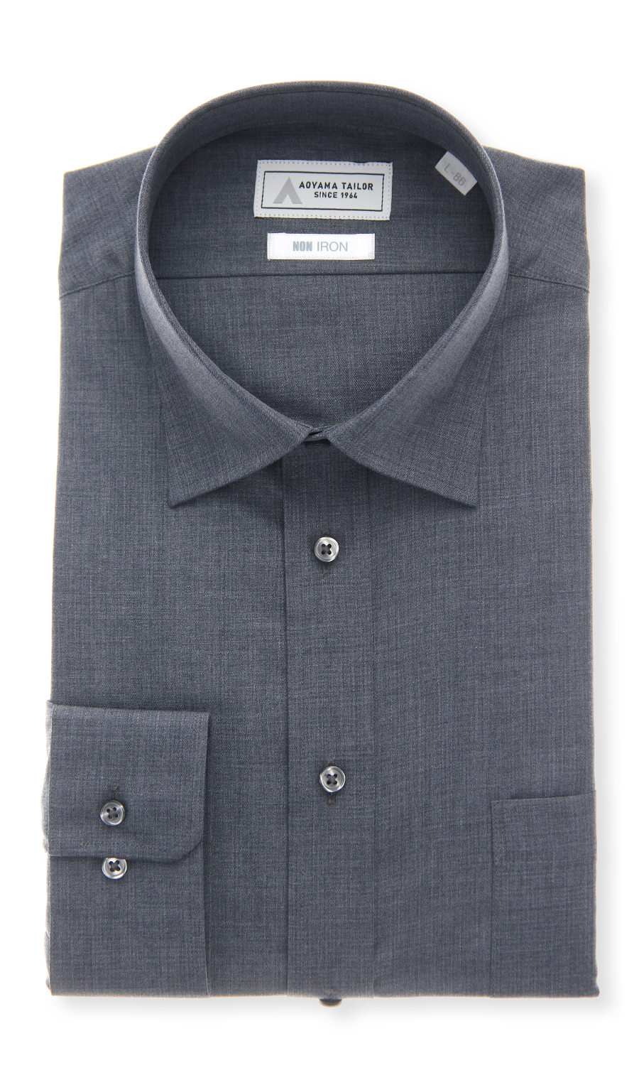 レギュラーカラーワイシャツ【NON IRON】【OEKO-TEX】 チャコール 首周り:37cm,裄丈:78cm