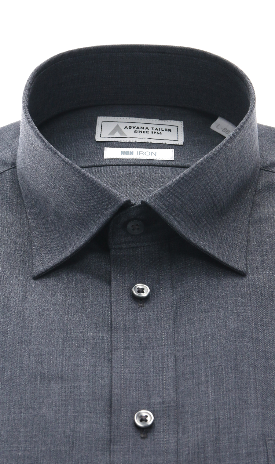 レギュラーカラーワイシャツ【NON IRON】【OEKO-TEX】 チャコール 首周り:37cm,裄丈:78cm