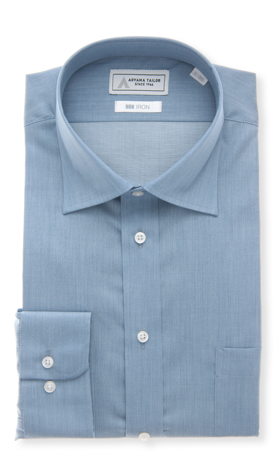 ワイドカラーワイシャツ【NON IRON】【OEKO-TEX】 ブルー 首周り:37cm,裄丈:78cm