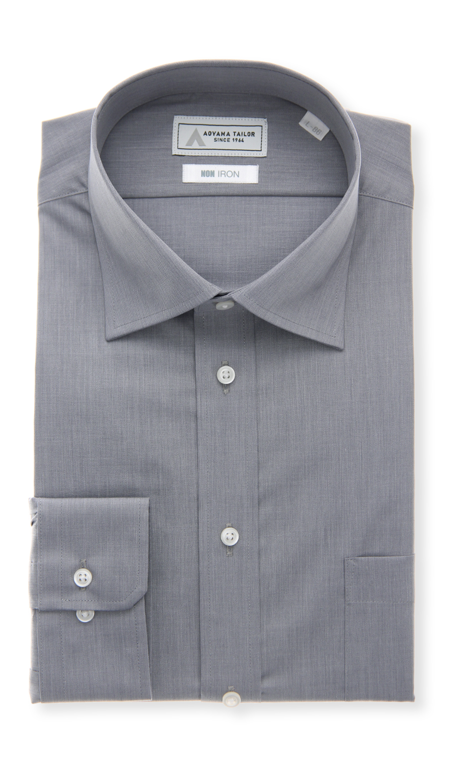 ワイドカラーワイシャツ【NON IRON】【OEKO-TEX】 グレー 首周り:37cm,裄丈:78cm