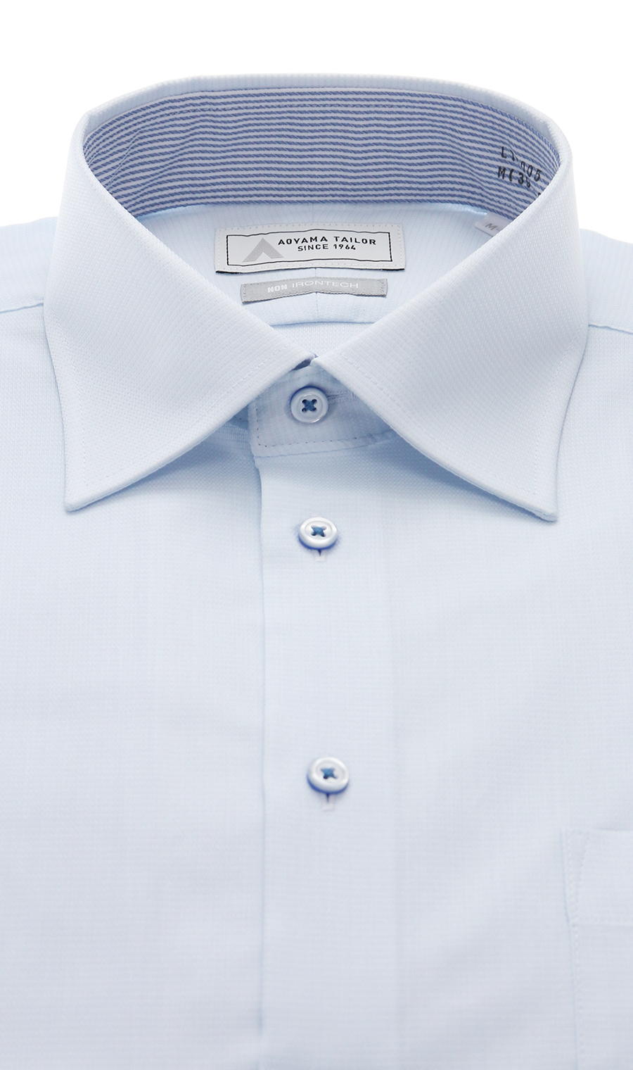 ワイドカラーワイシャツ【NON IRONTECH】【＃すごシャツ】【TioTio PREMIUM】 ブルー 首周り:37cm,裄丈:78cm