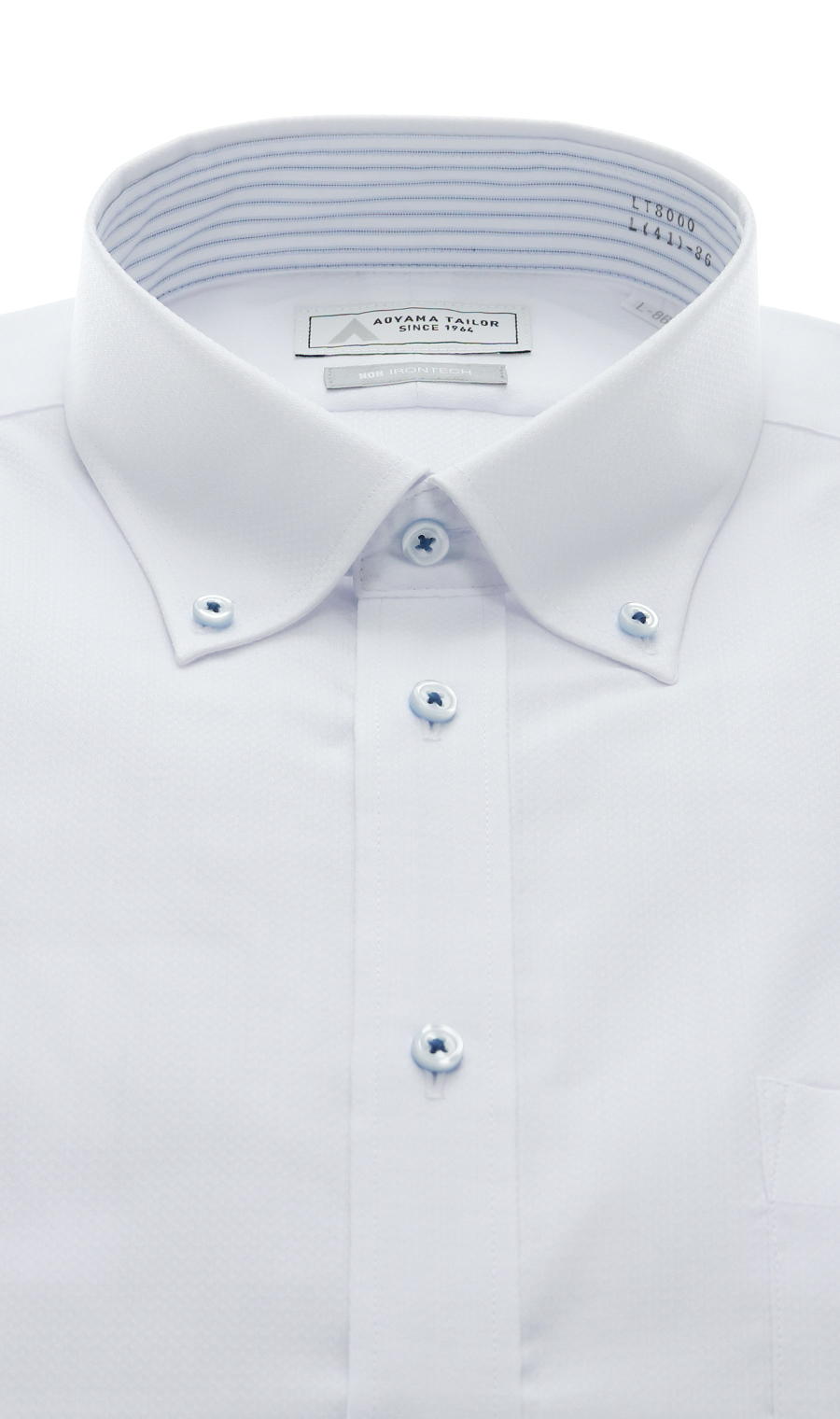 ボタンダウンワイシャツ【NON IRONTECH】【＃すごシャツ】【TioTio PREMIUM】 ホワイト 首周り:37cm,裄丈:78cm