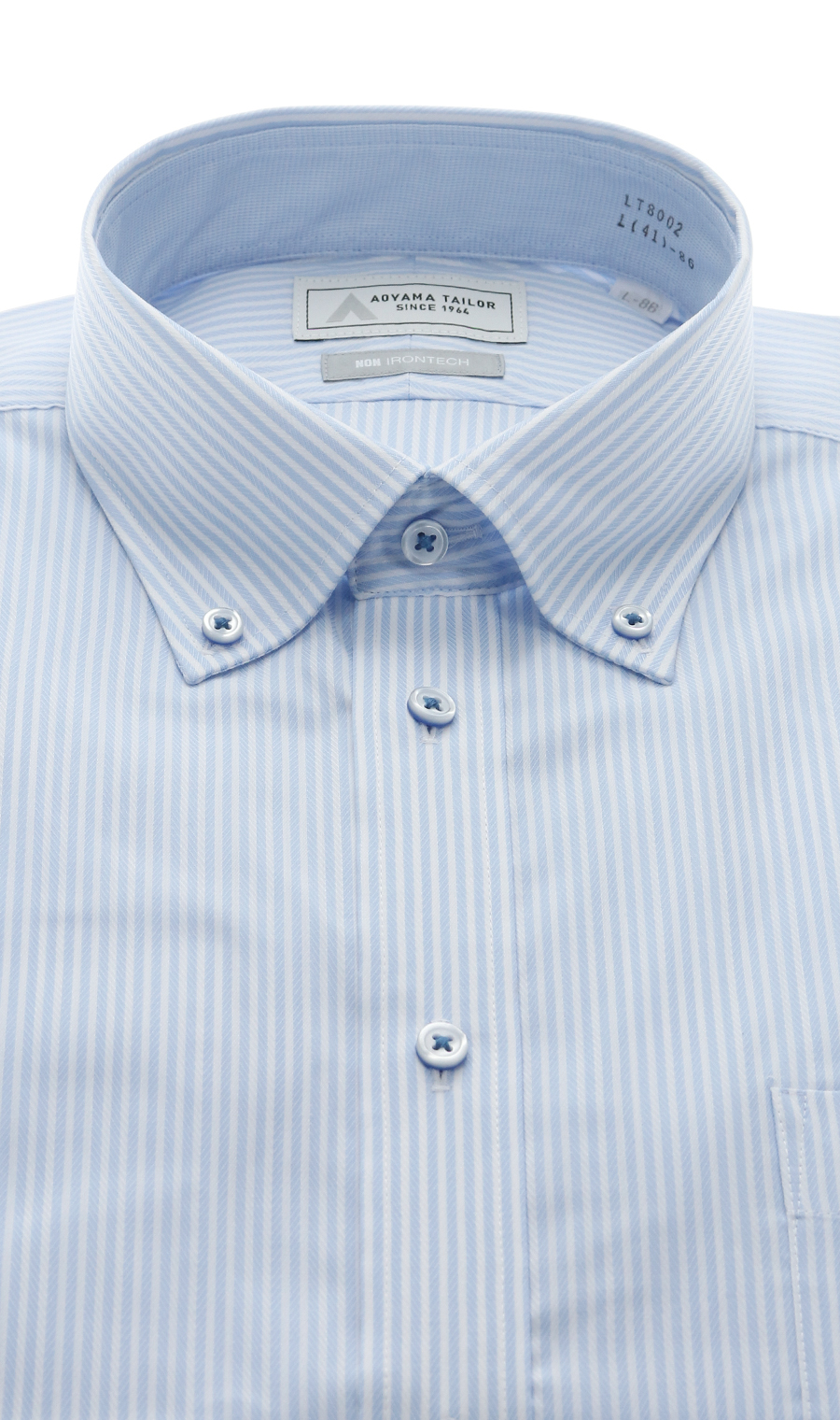 ボタンダウンワイシャツ【NON IRONTECH】【＃すごシャツ】【TioTio PREMIUM】 ブルー 首周り:37cm,裄丈:78cm