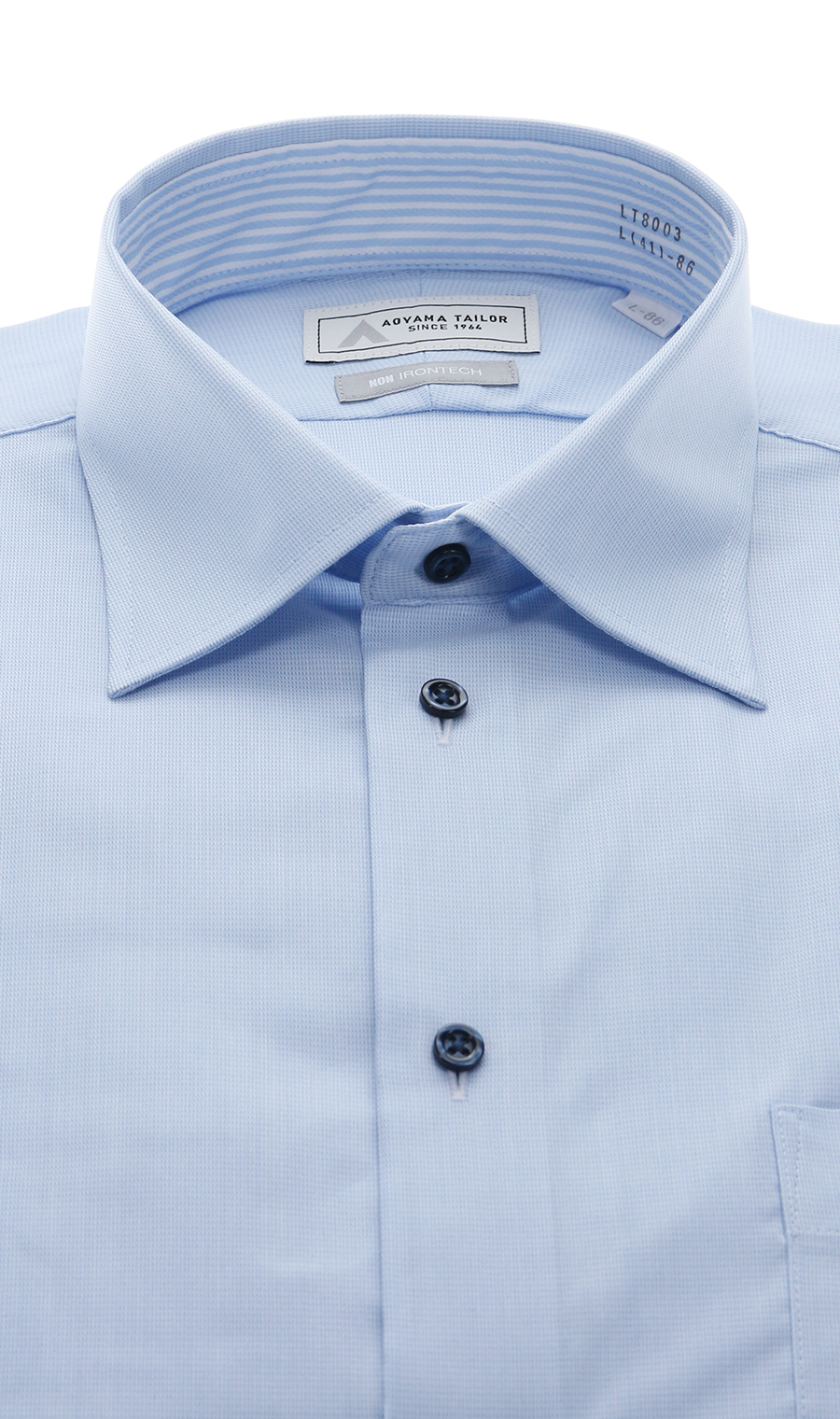 ワイドカラーワイシャツ【NON IRONTECH】【＃すごシャツ】【TioTio PREMIUM】 ブルー 首周り:37cm,裄丈:78cm