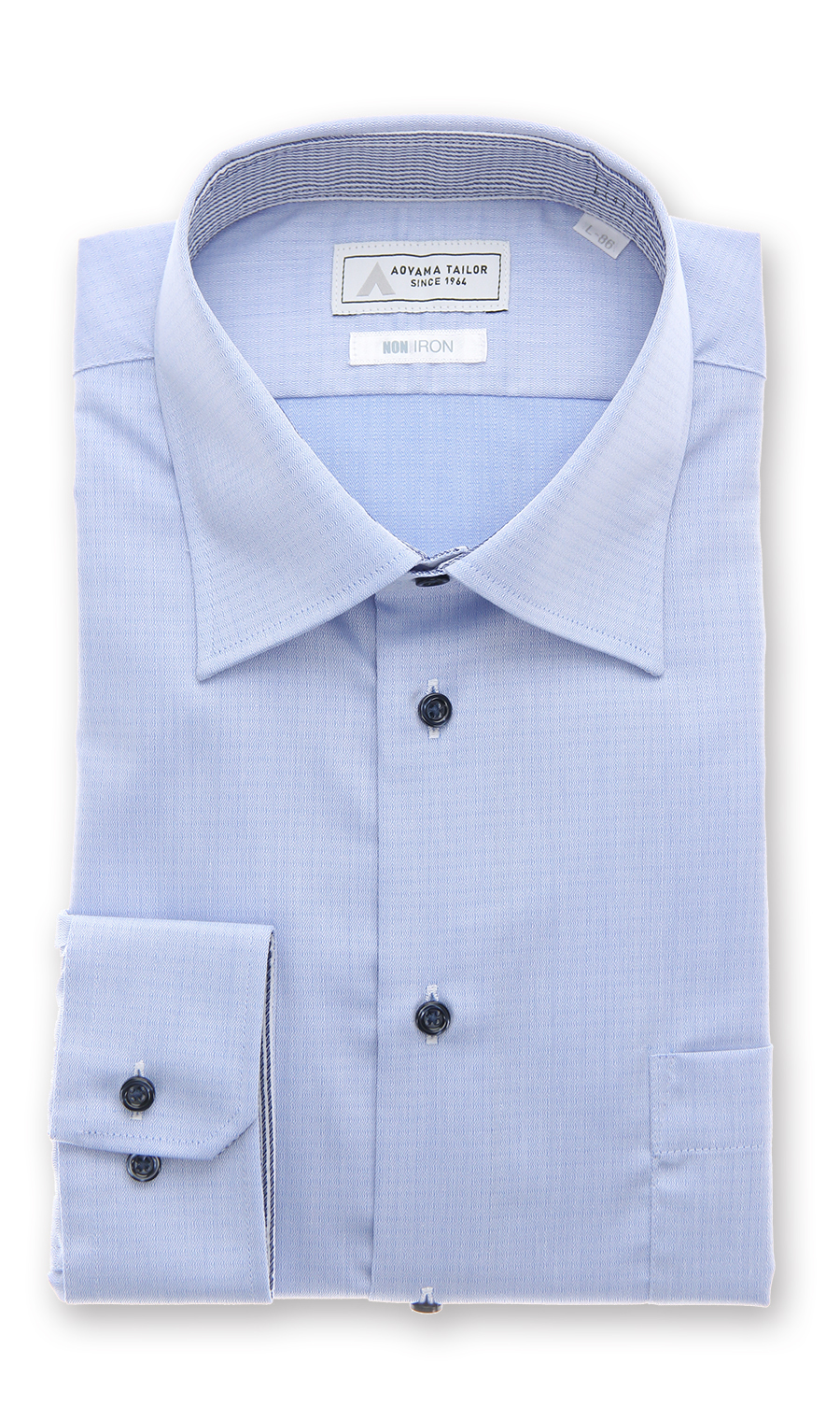 ワイドカラーワイシャツ【NON IRON】【OEKO-TEX】 ブルー 首周り:39cm,裄丈:80cm