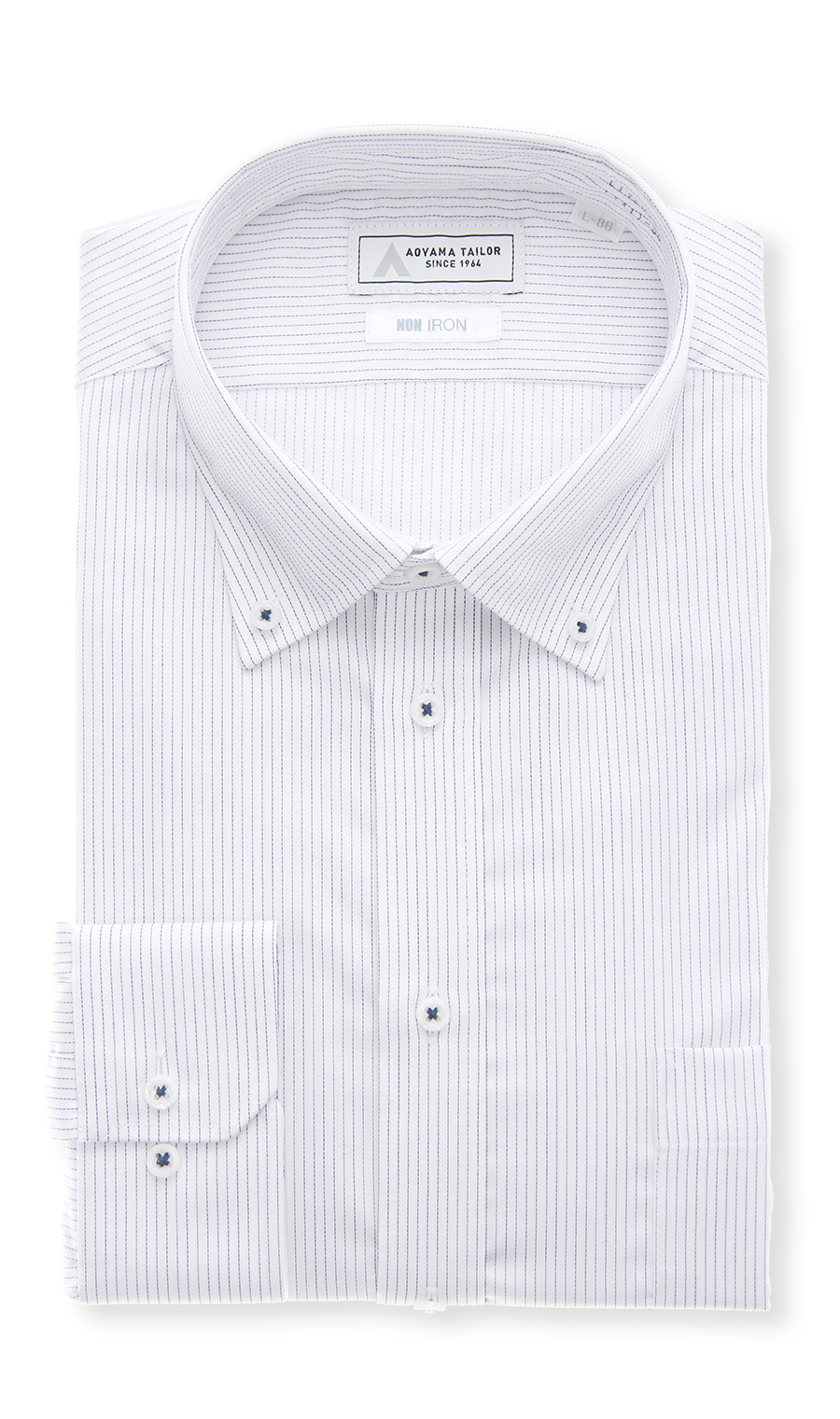 ボタンダウンワイシャツ【NON IRON】【OEKO-TEX】 ネイビー 首周り:39cm,裄丈:84cm