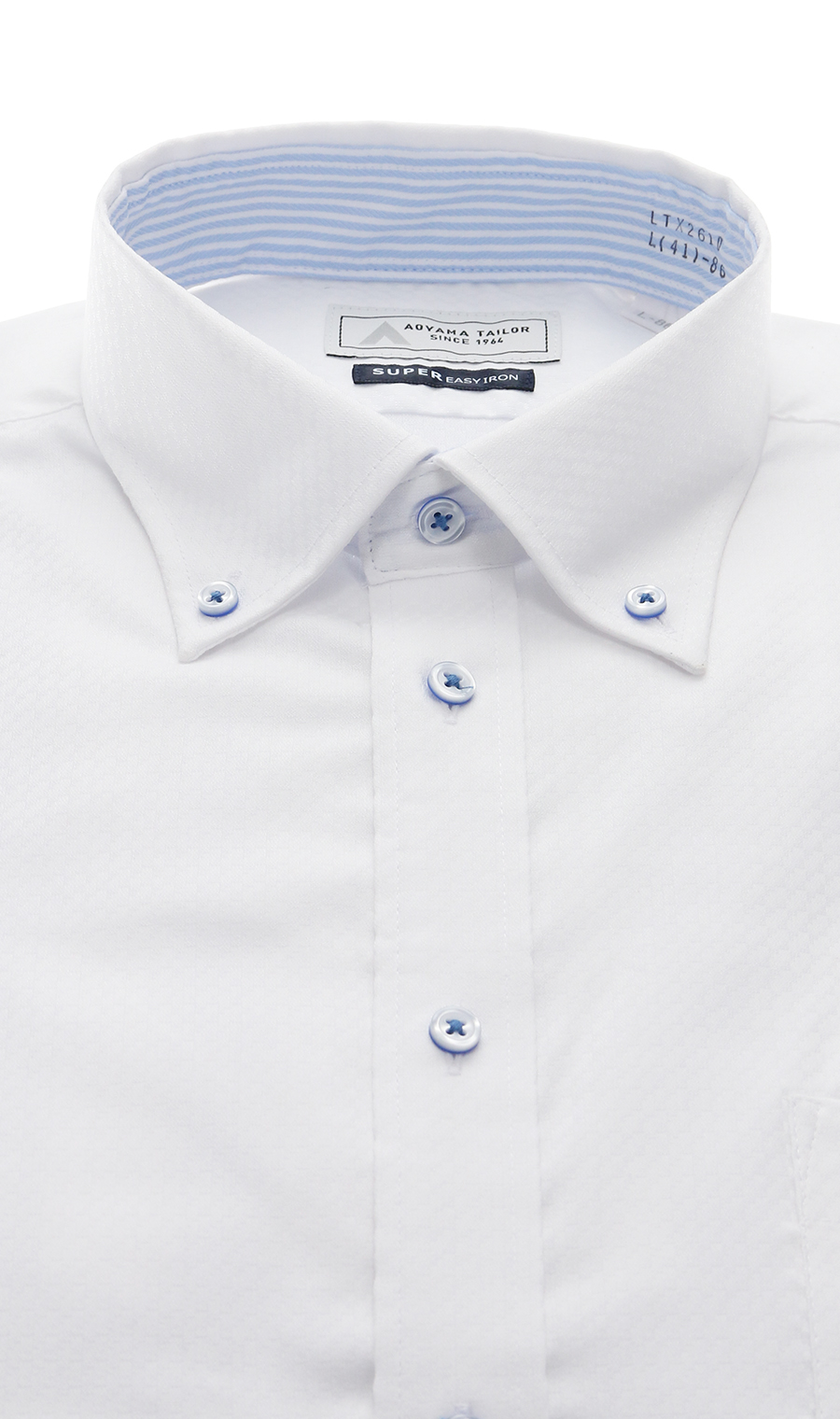 ボタンダウンワイシャツ【OEKO-TEX】 ホワイト 首周り:37cm,裄丈:78cm