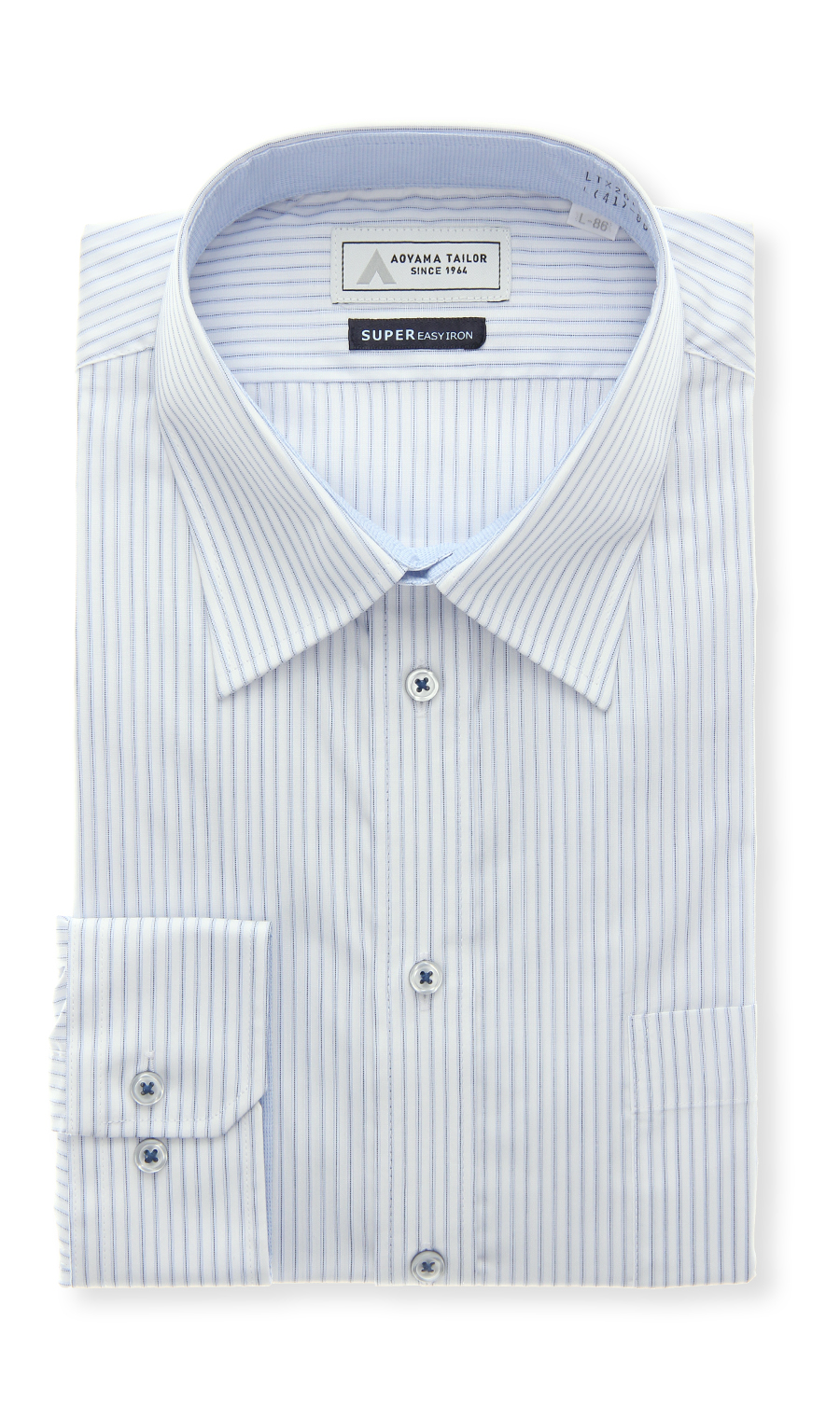 レギュラーカラーワイシャツ【OEKO-TEX】 ブルー 首周り:37cm,裄丈:78cm