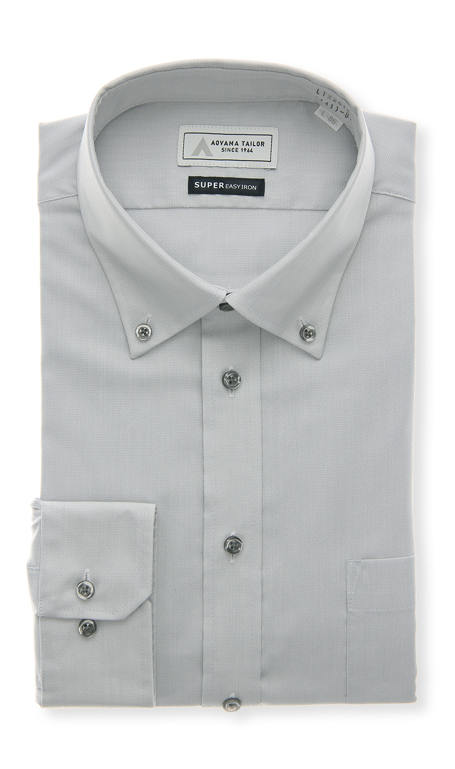ボタンダウンワイシャツ【OEKO-TEX】 グレー 首周り:37cm,裄丈:78cm