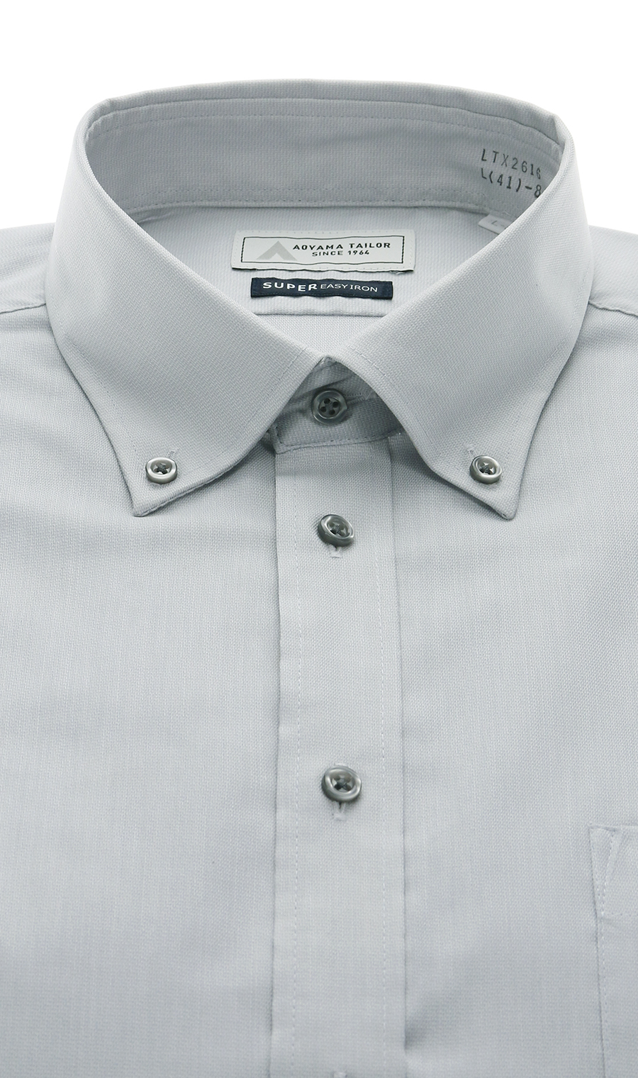 ボタンダウンワイシャツ【OEKO-TEX】 グレー 首周り:37cm,裄丈:78cm