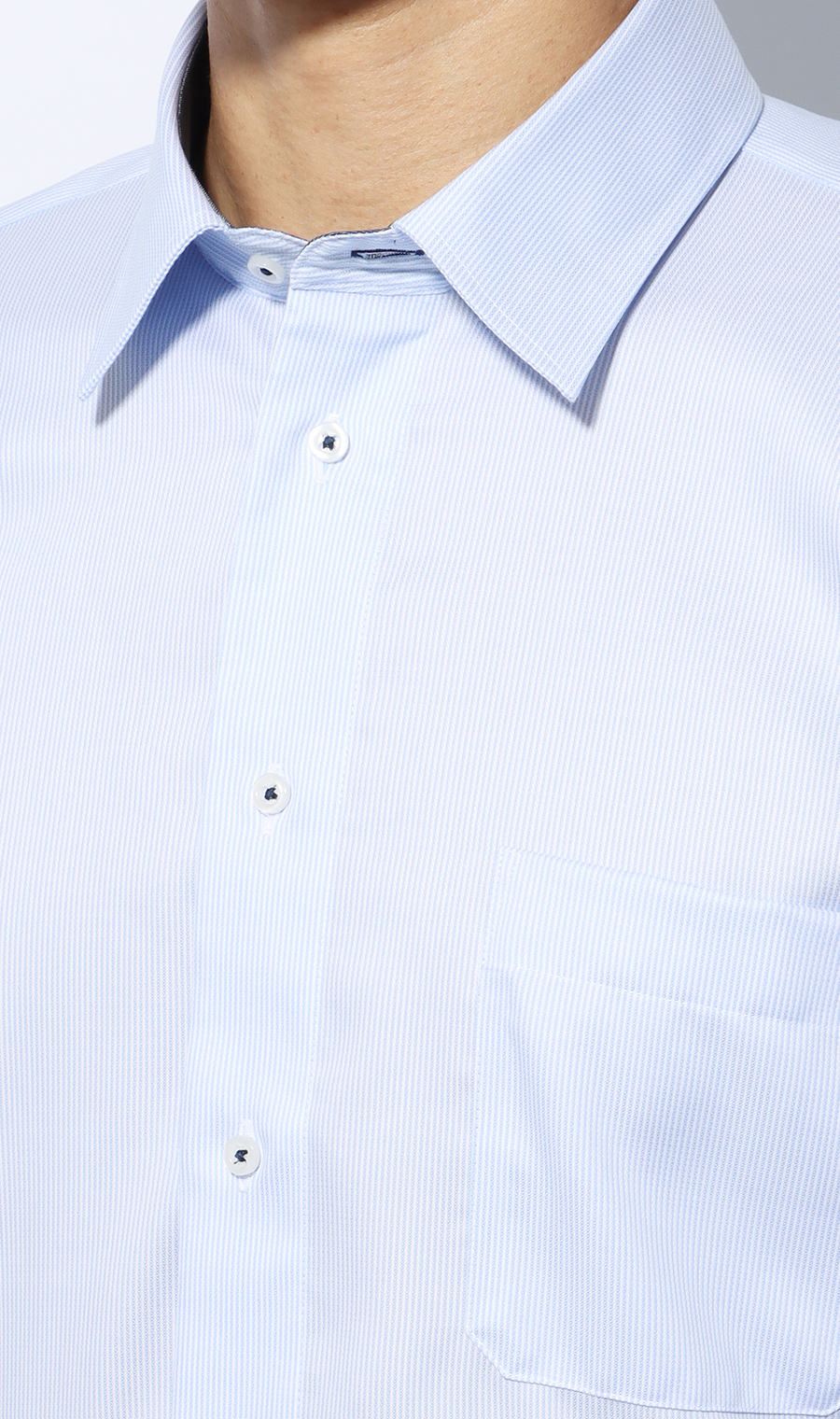 レギュラーカラースタイリッシュワイシャツ【NON IRONMAX】 ブルー 首周り:37cm,裄丈:78cm