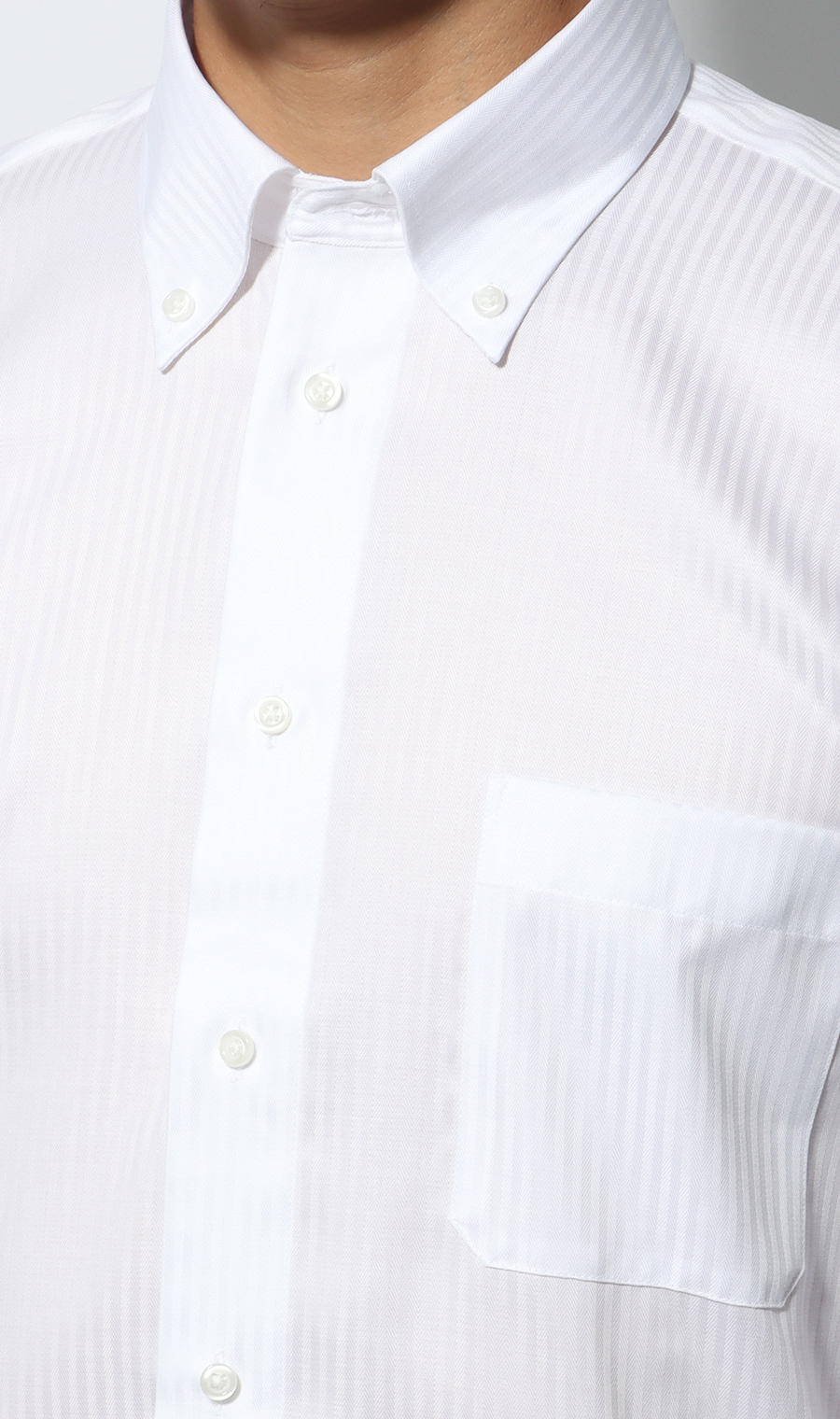 ボタンダウンスタイリッシュワイシャツ【NON IRONMAX】 ホワイト 首周り:37cm,裄丈:78cm