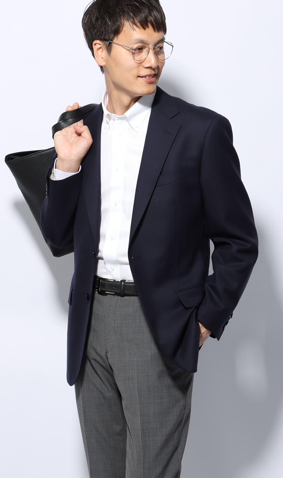 ボタンダウンスタイリッシュワイシャツ【NON IRONMAX】 ホワイト 首周り:37cm,裄丈:78cm