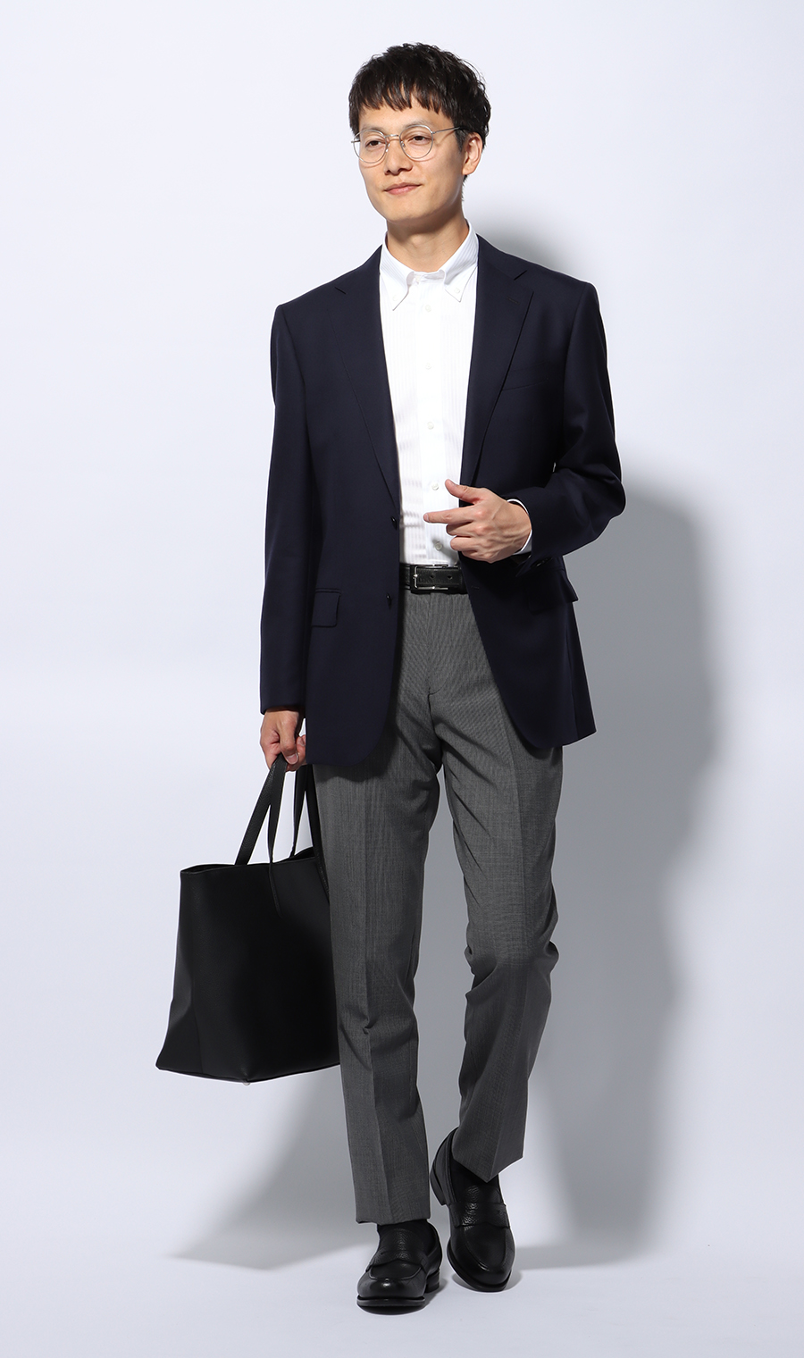 ボタンダウンスタイリッシュワイシャツ【NON IRONMAX】 ホワイト 首周り:37cm,裄丈:78cm