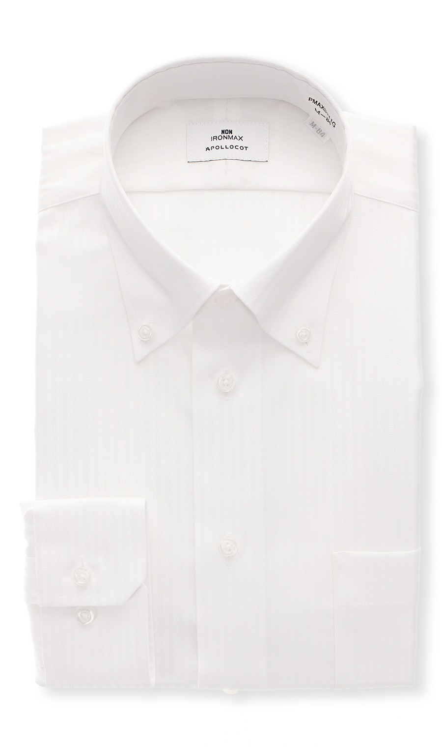 ボタンダウンスタイリッシュワイシャツ【NON IRONMAX】 ホワイト 首周り:37cm,裄丈:78cm