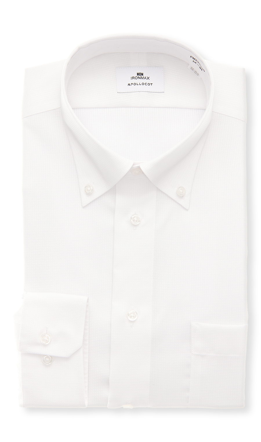 ボタンダウンスタイリッシュワイシャツ【NON IRONMAX】 ホワイト 首周り:37cm,裄丈:78cm