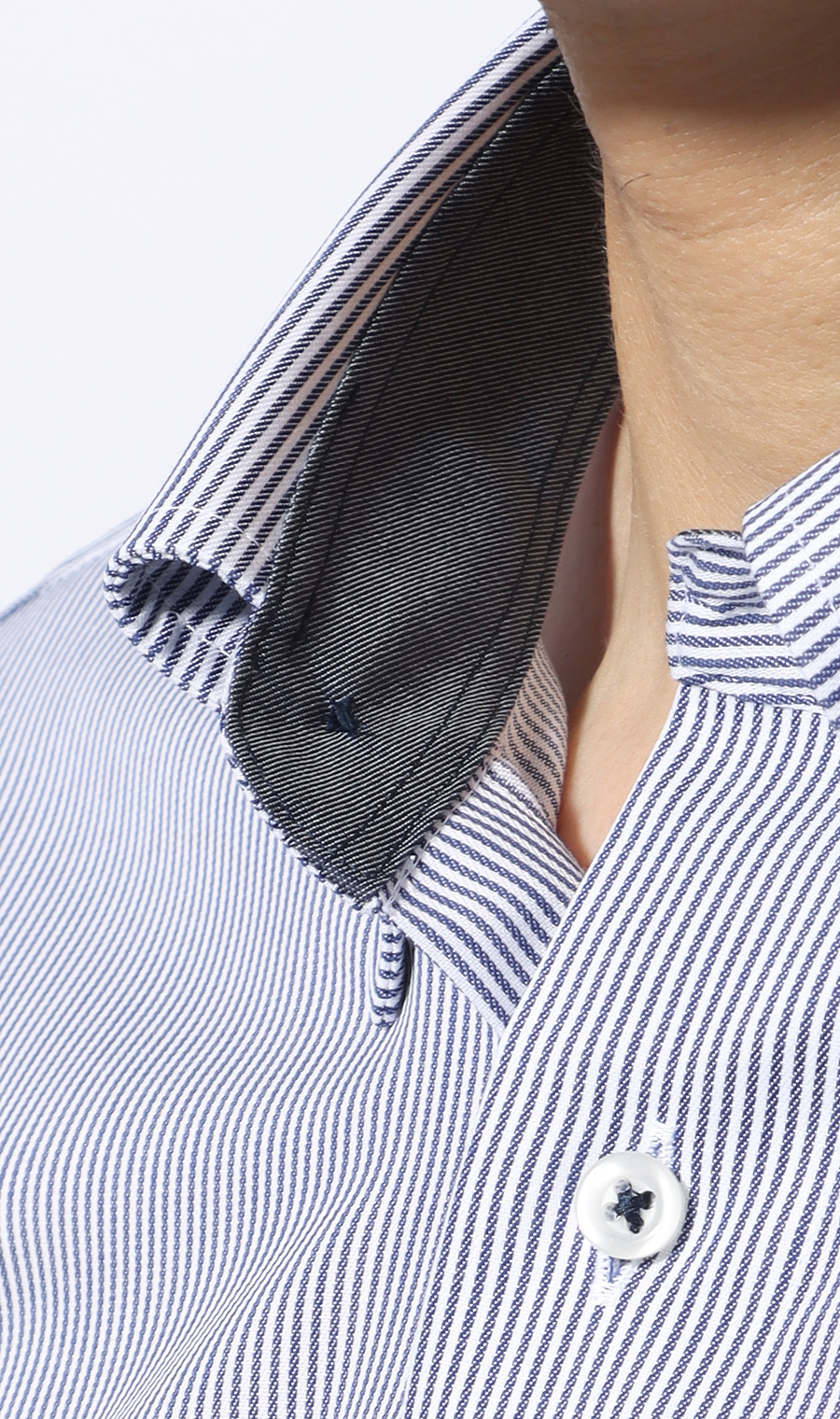 ボタンダウンスタイリッシュワイシャツ《NON IRONMAX》 ネイビー 首周り:39cm,裄丈:80cm