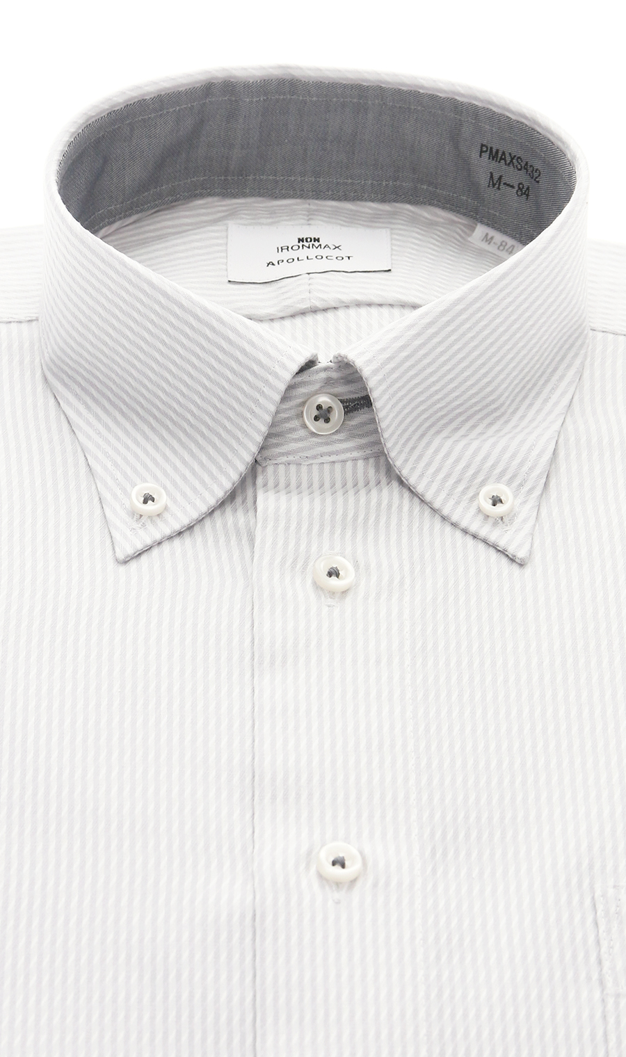 ボタンダウンスタイリッシュワイシャツ【NON IRONMAX】 グレー 首周り:37cm,裄丈:78cm