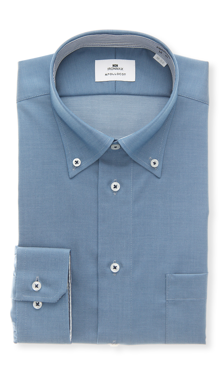 ボタンダウンスタイリッシュワイシャツ【NON IRONMAX】 ブルー 首周り:37cm,裄丈:78cm