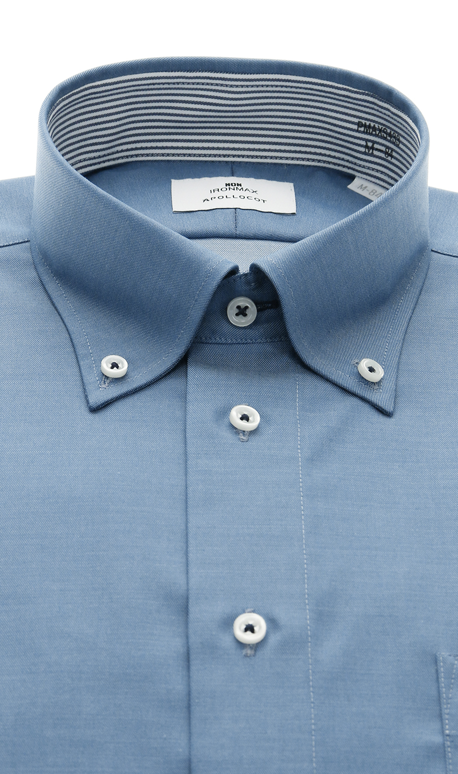 ボタンダウンスタイリッシュワイシャツ【NON IRONMAX】 ブルー 首周り:37cm,裄丈:78cm