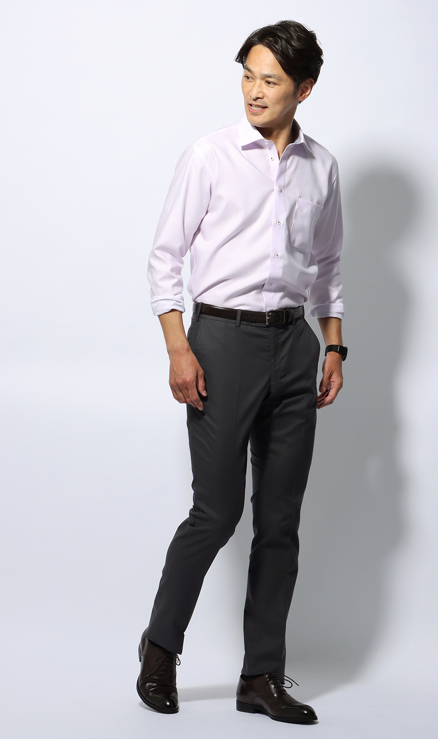 ワイドカラースタイリッシュワイシャツ【NON IRONMAX】 ピンク 首周り:37cm,裄丈:78cm