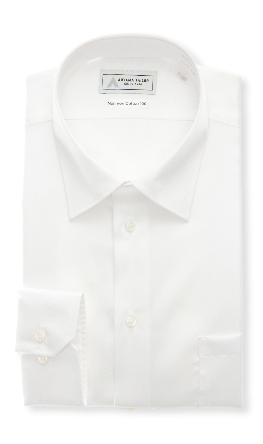 レギュラーカラーワイシャツ【NON IRON COTTON 100】 ホワイト 首周り:43cm,裄丈:86cm