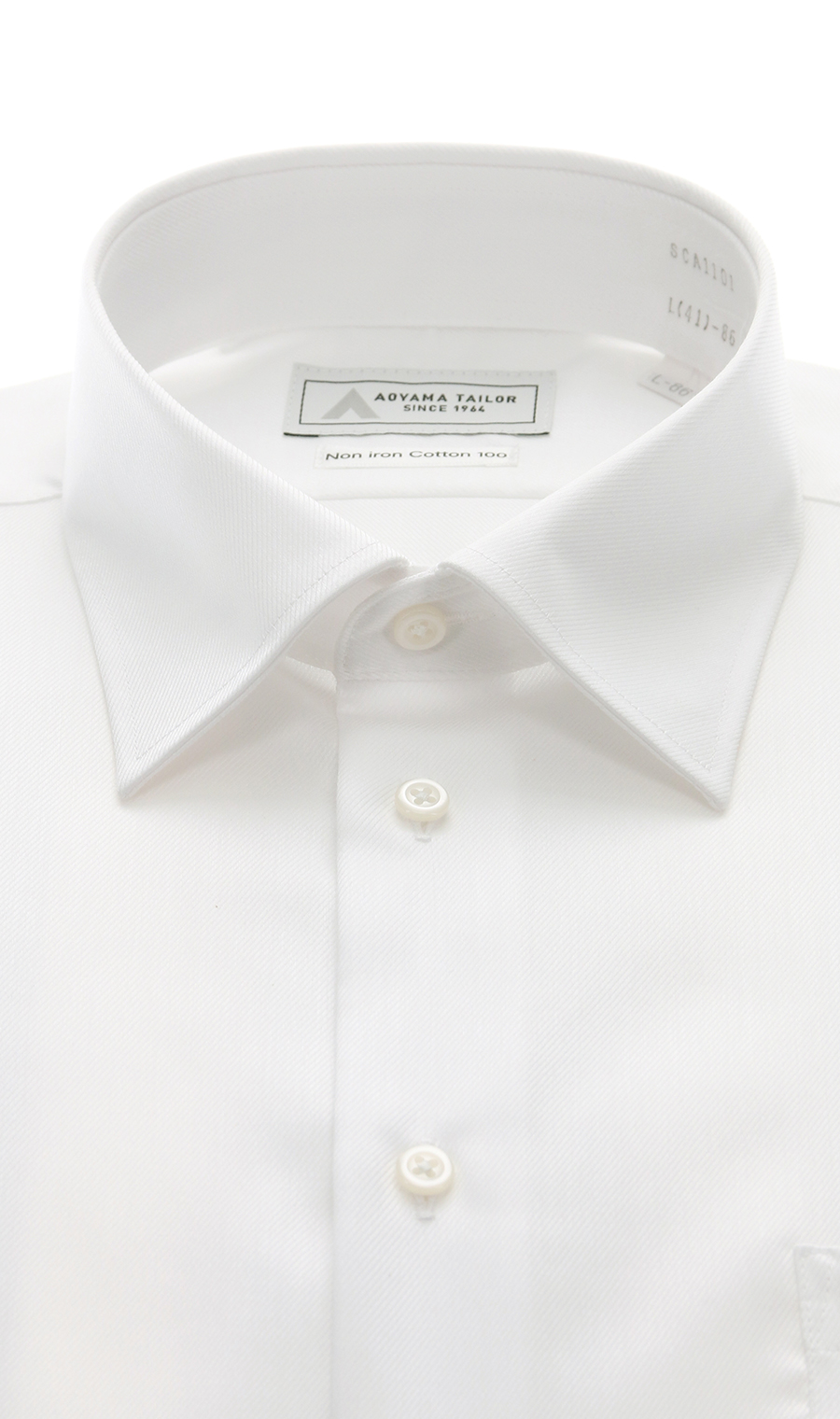 レギュラーカラーワイシャツ【NON IRON COTTON 100】 ホワイト 首周り:43cm,裄丈:86cm