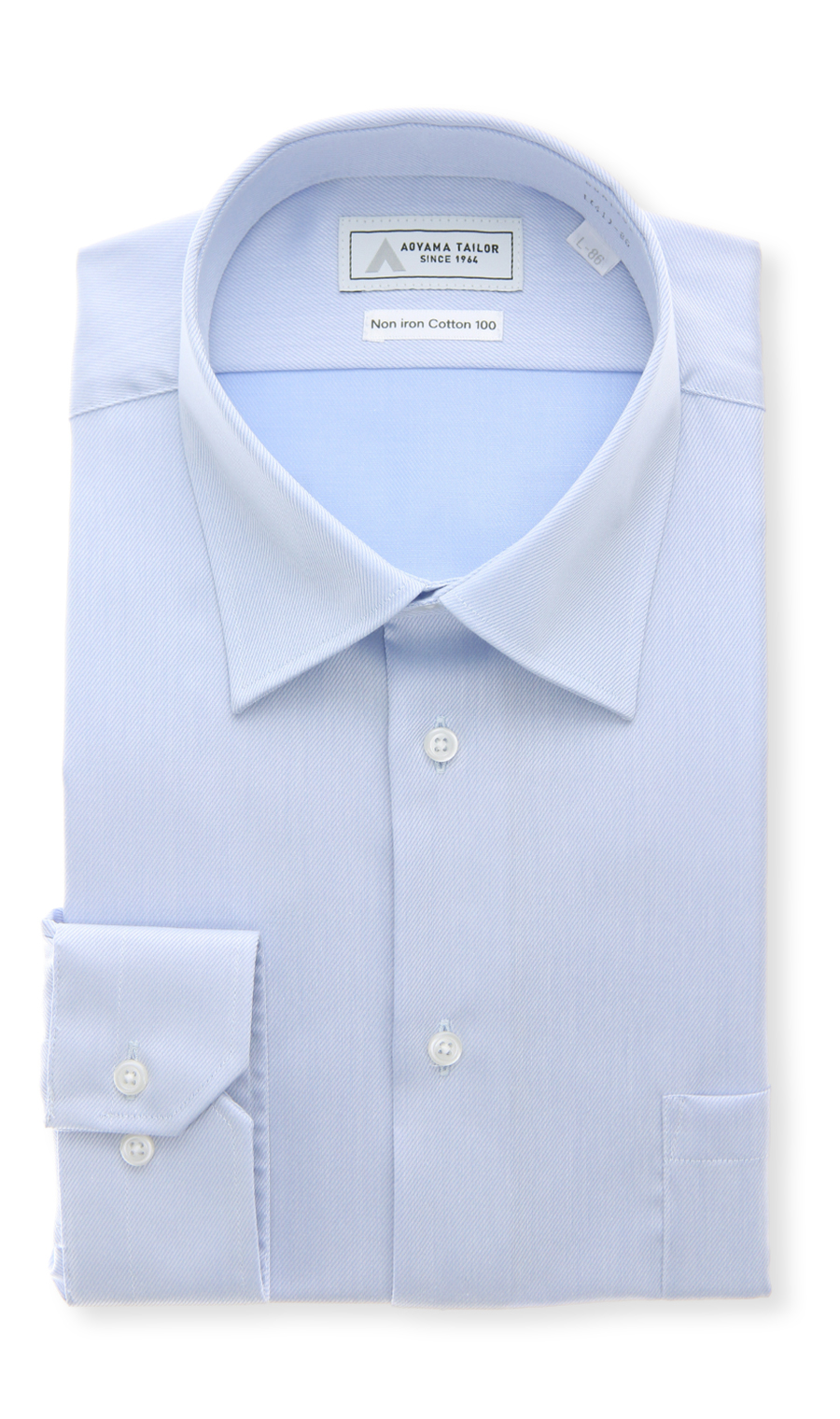 レギュラーカラーワイシャツ【NON IRON COTTON 100】 ブルー 首周り:41cm,裄丈:82cm