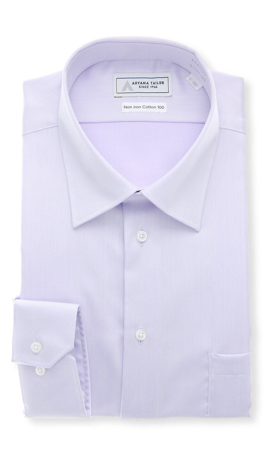 レギュラーカラーワイシャツ【NON IRON COTTON 100】 パープル 首周り:43cm,裄丈:86cm
