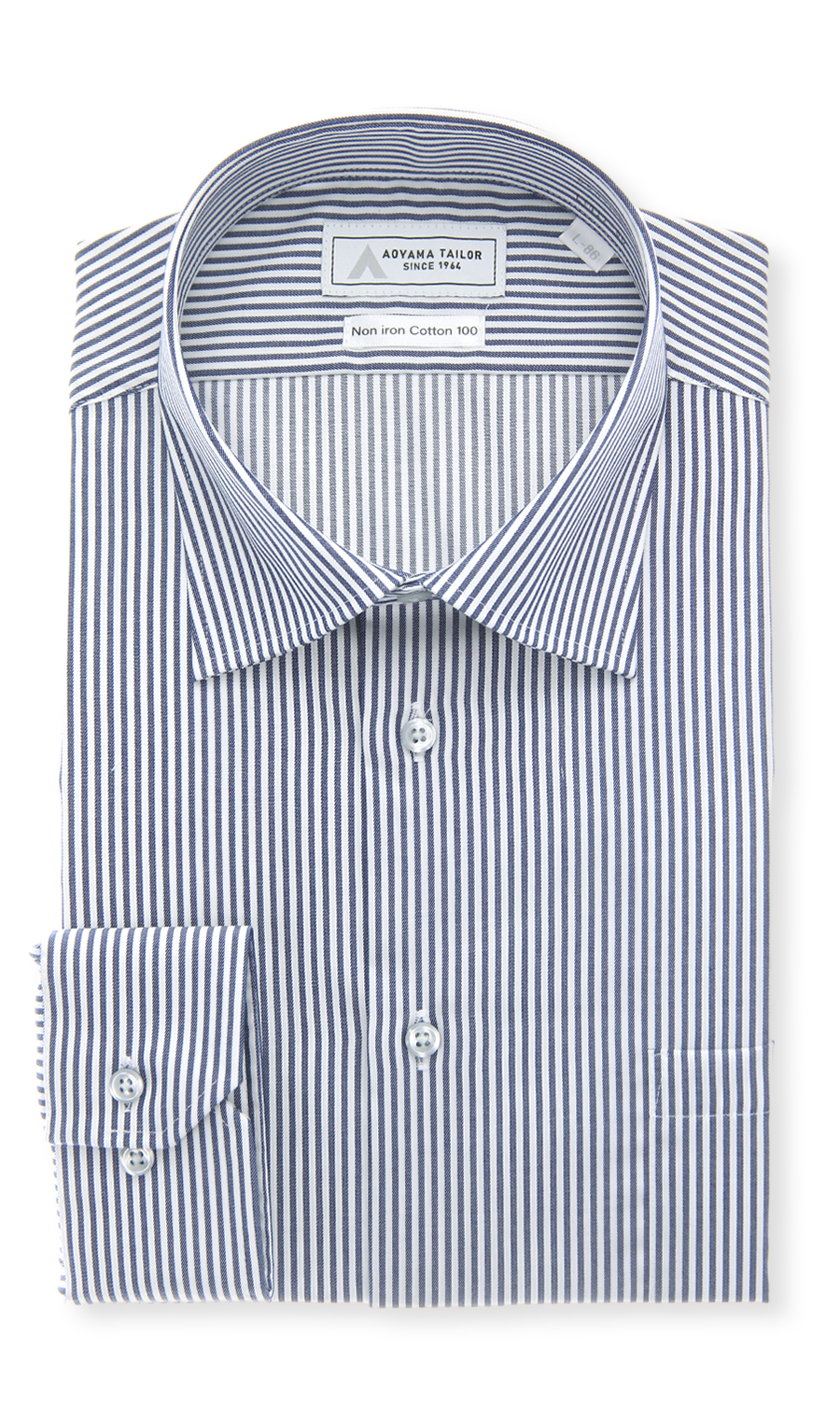 ワイドカラーワイシャツ【NON IRON COTTON 100】 ネイビー 首周り:39cm,裄丈:84cm