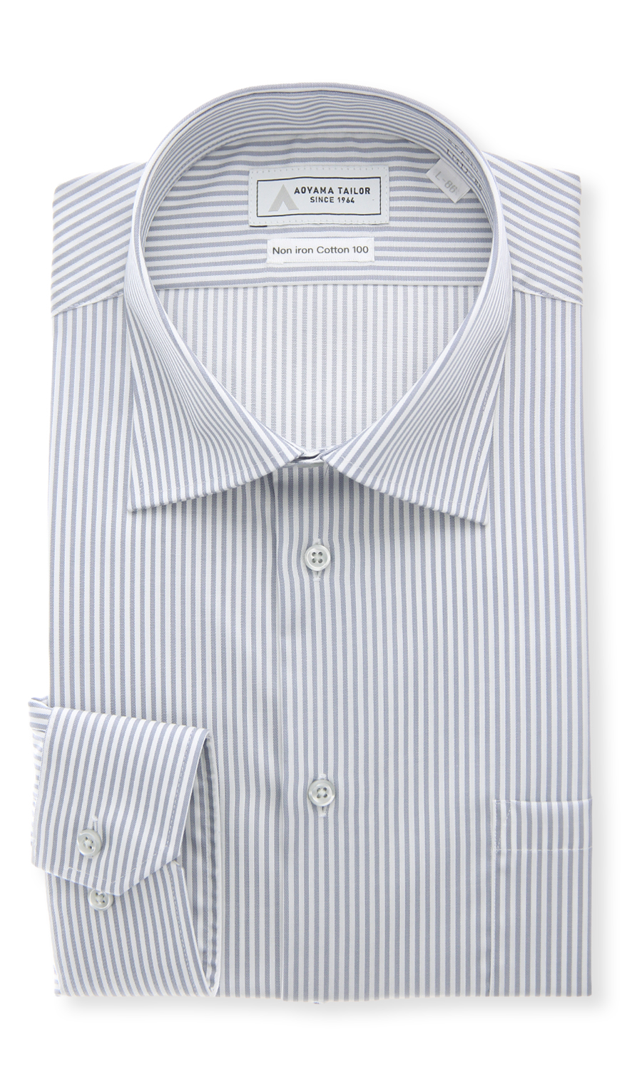 ワイドカラーワイシャツ【NON IRON COTTON 100】 グレー 首周り:39cm,裄丈:84cm