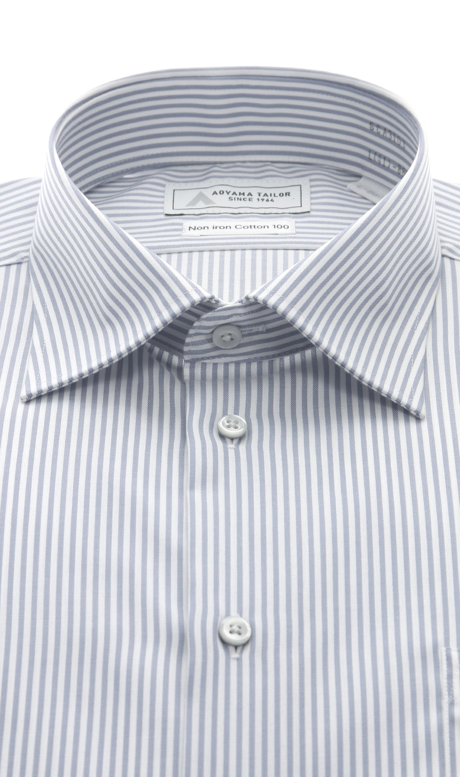 ワイドカラーワイシャツ【NON IRON COTTON 100】 グレー 首周り:39cm,裄丈:84cm