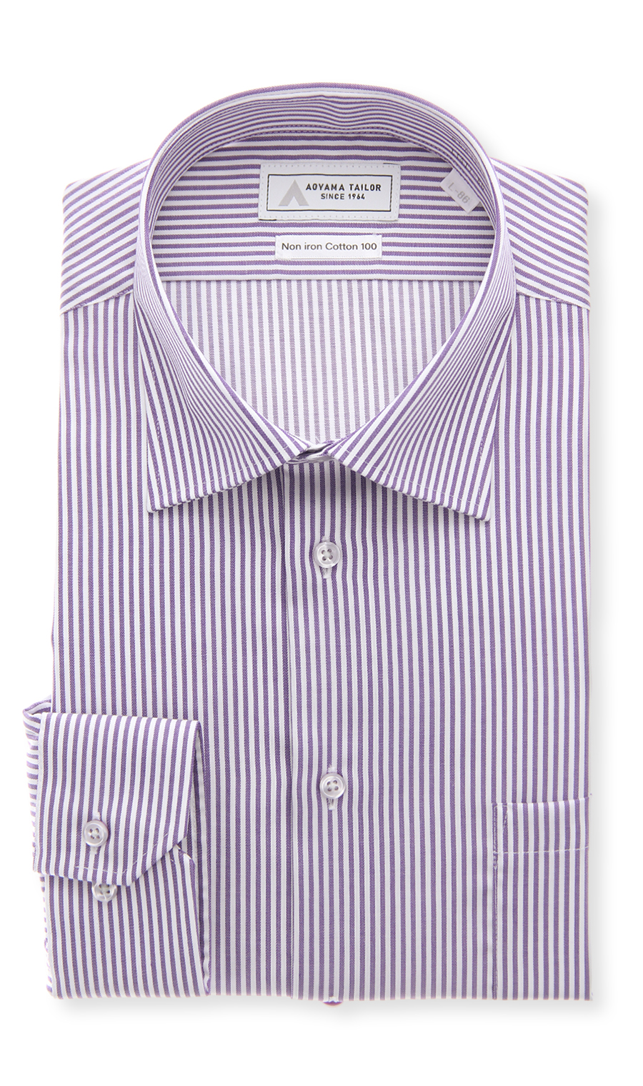 ワイドカラーワイシャツ【NON IRON COTTON 100】 パープル 首周り:37cm,裄丈:82cm