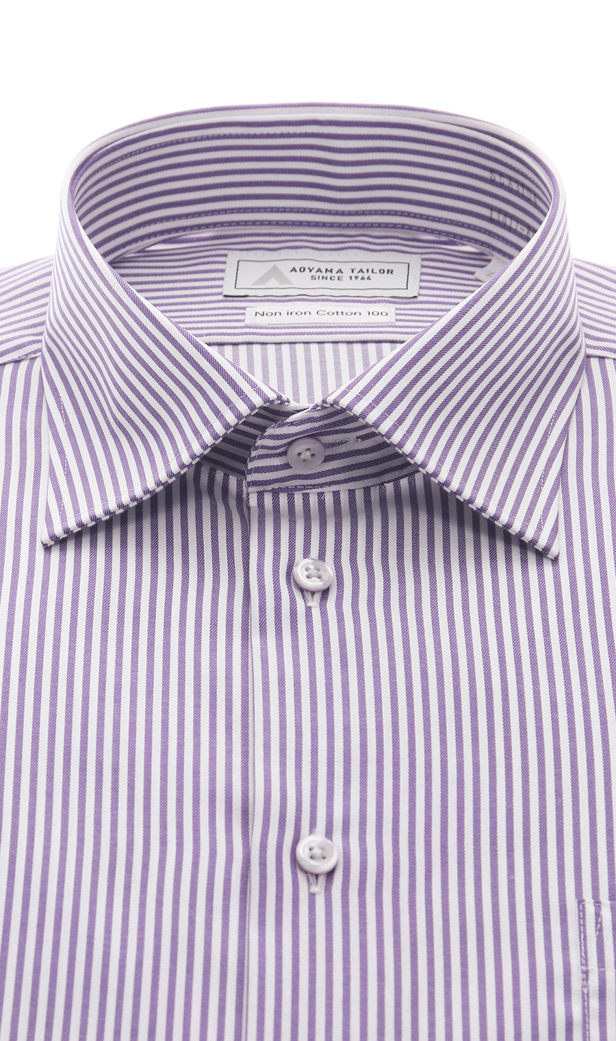 ワイドカラーワイシャツ【NON IRON COTTON 100】 パープル 首周り:37cm,裄丈:82cm