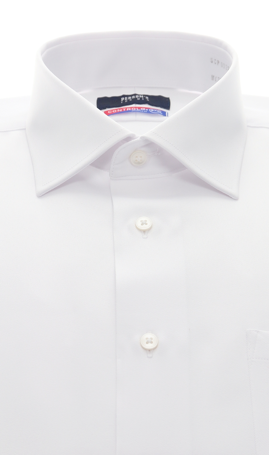 ワイドカラースタイリッシュワイシャツ【白無地】【CONTROLα】 ホワイト 首周り:37cm,裄丈:82cm