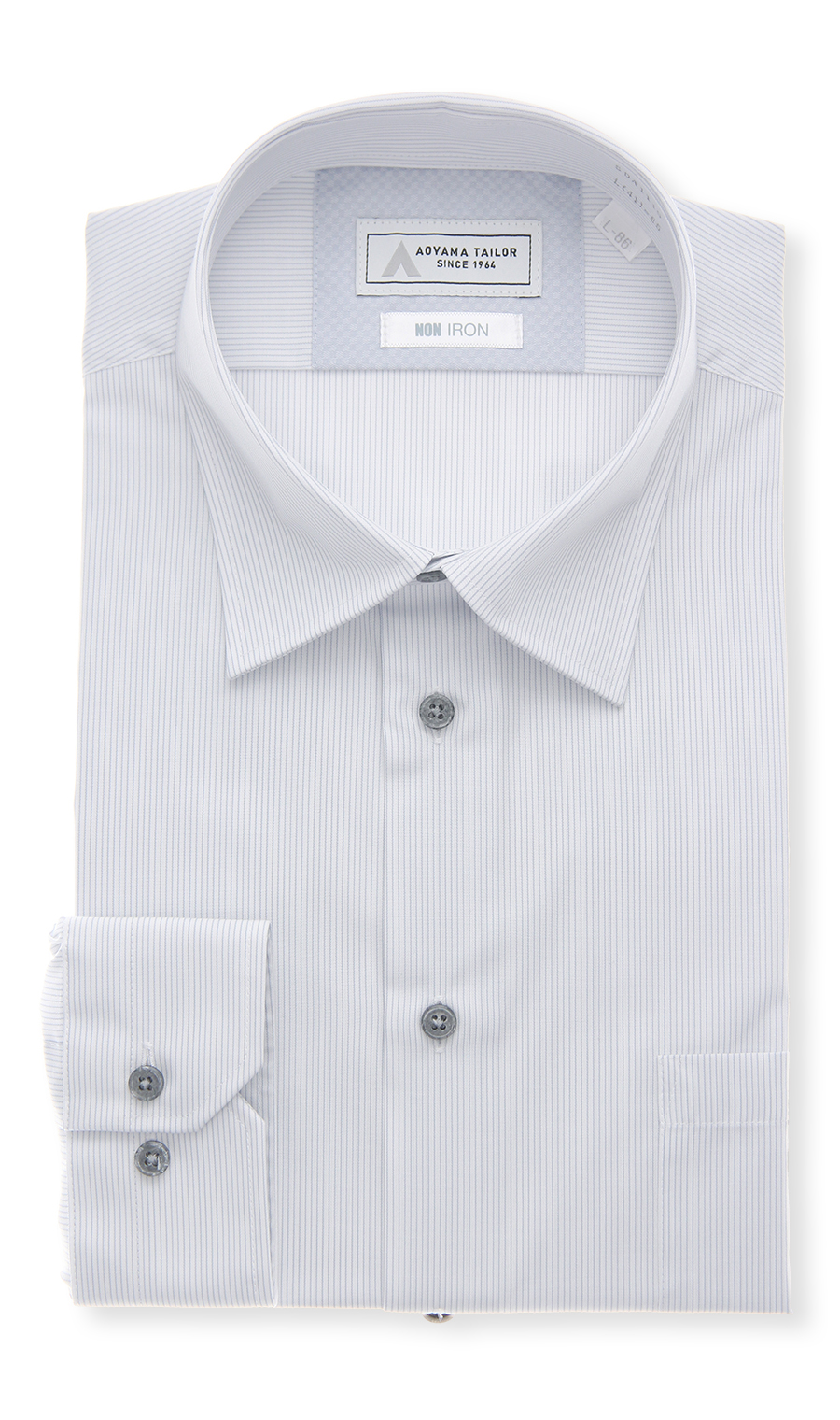 レギュラーカラーワイシャツ【NON IRON】【OEKO-TEX】 グレー 首周り:37cm,裄丈:78cm