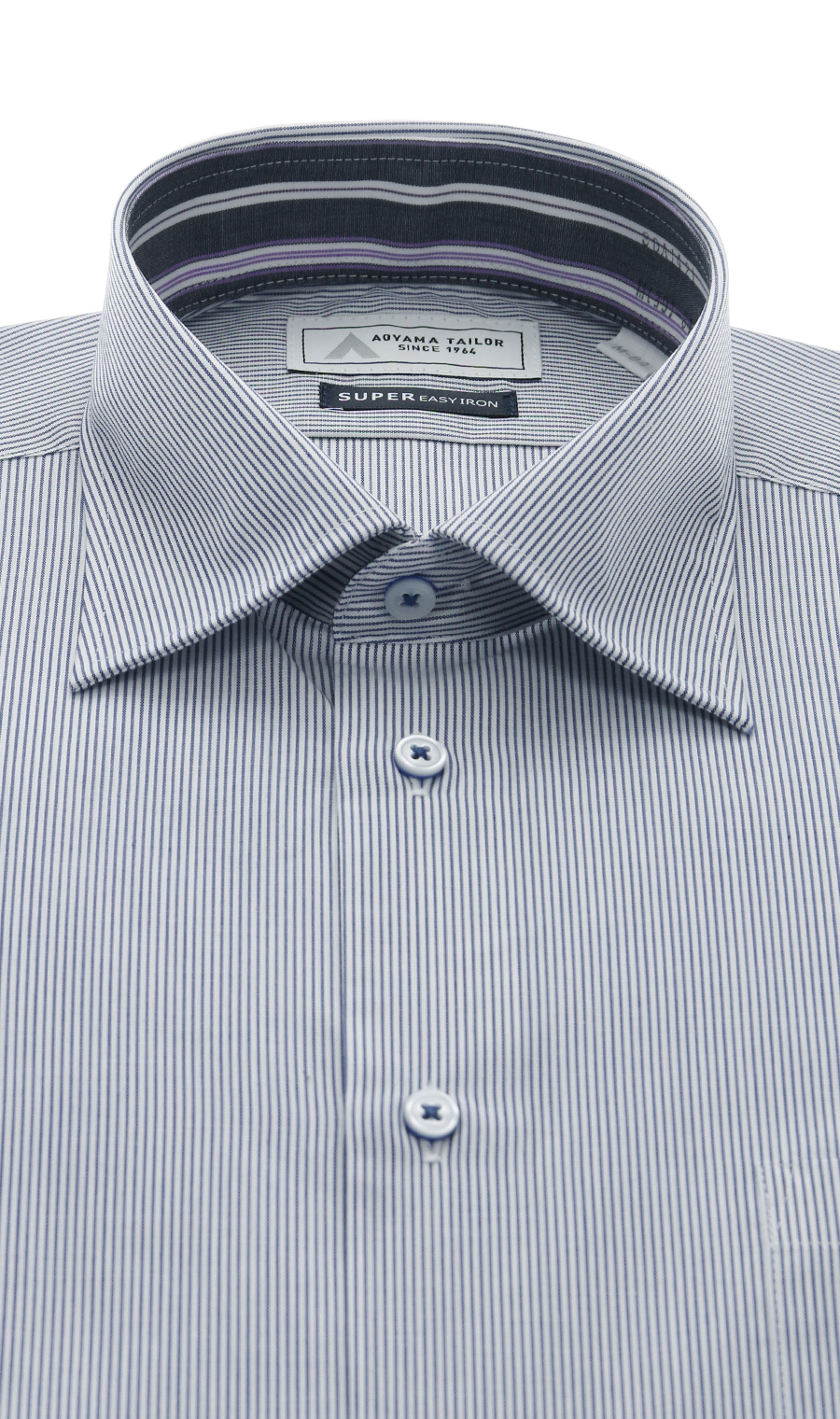 Wide-collar dress shirt [OEKO-TEX] Navy, neck circumference: 37cm, sleeve length: 78cm